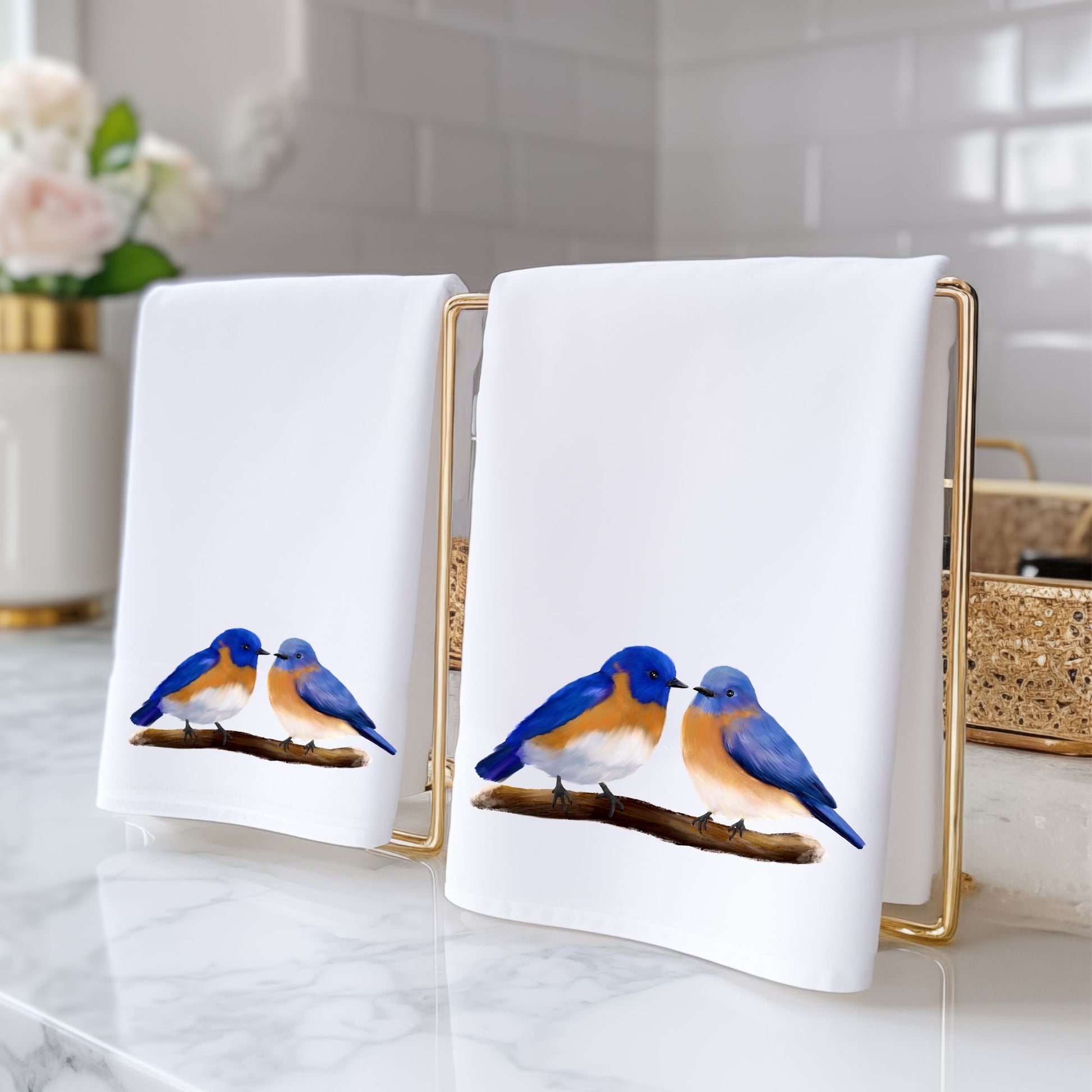 Eastern Bluebird Bathroom Towel - MerikaArt