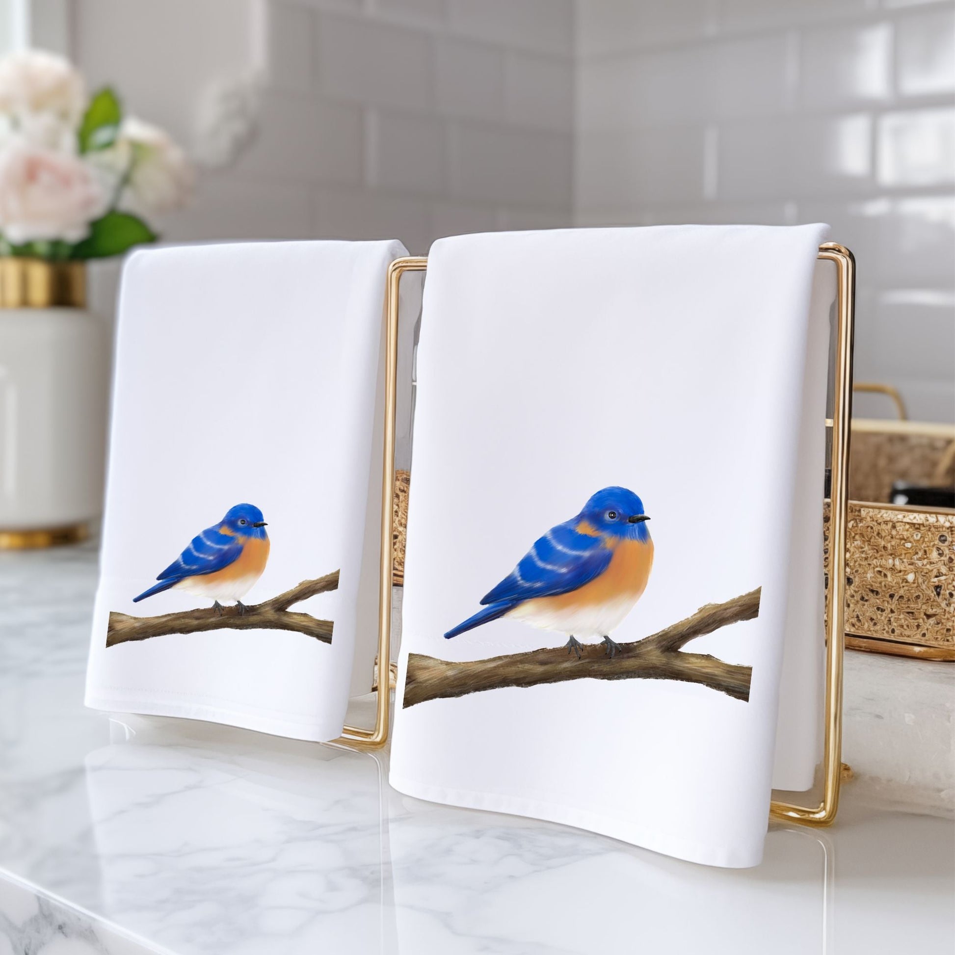 Eastern Bluebird Bathroom Towel - MerikaArt