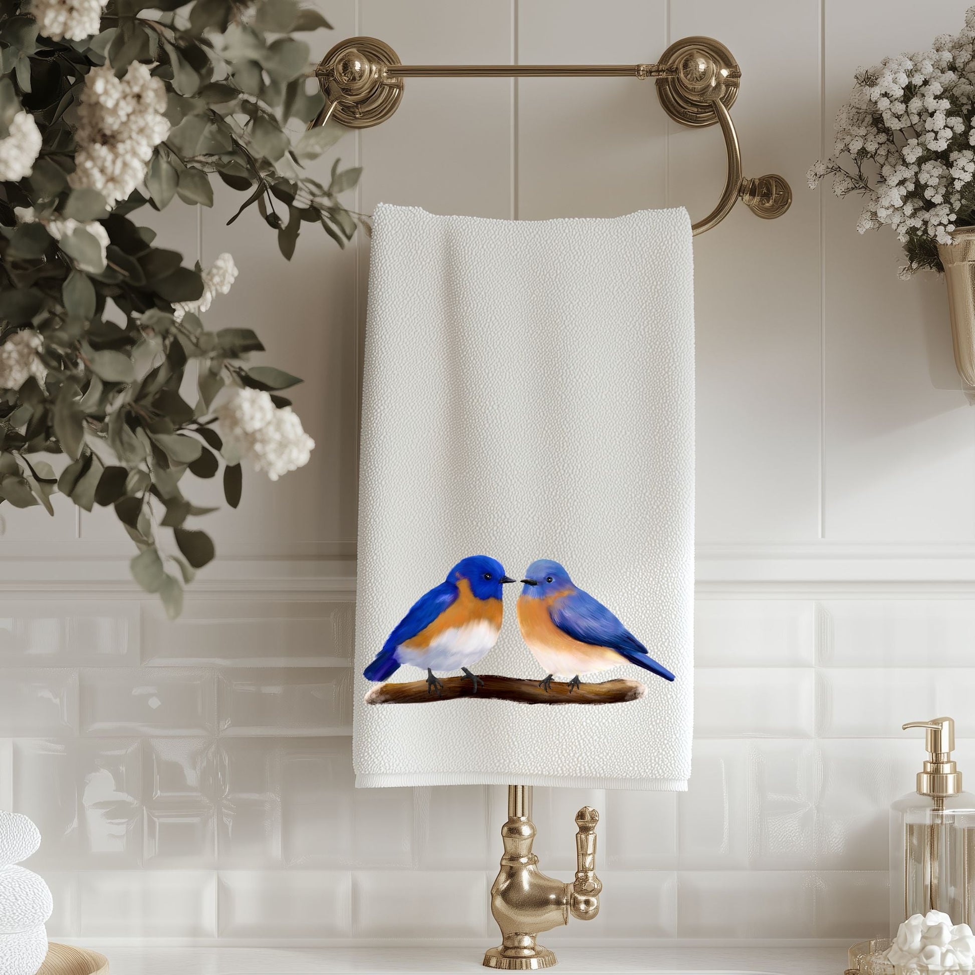Eastern Bluebird Bathroom Towel - MerikaArt