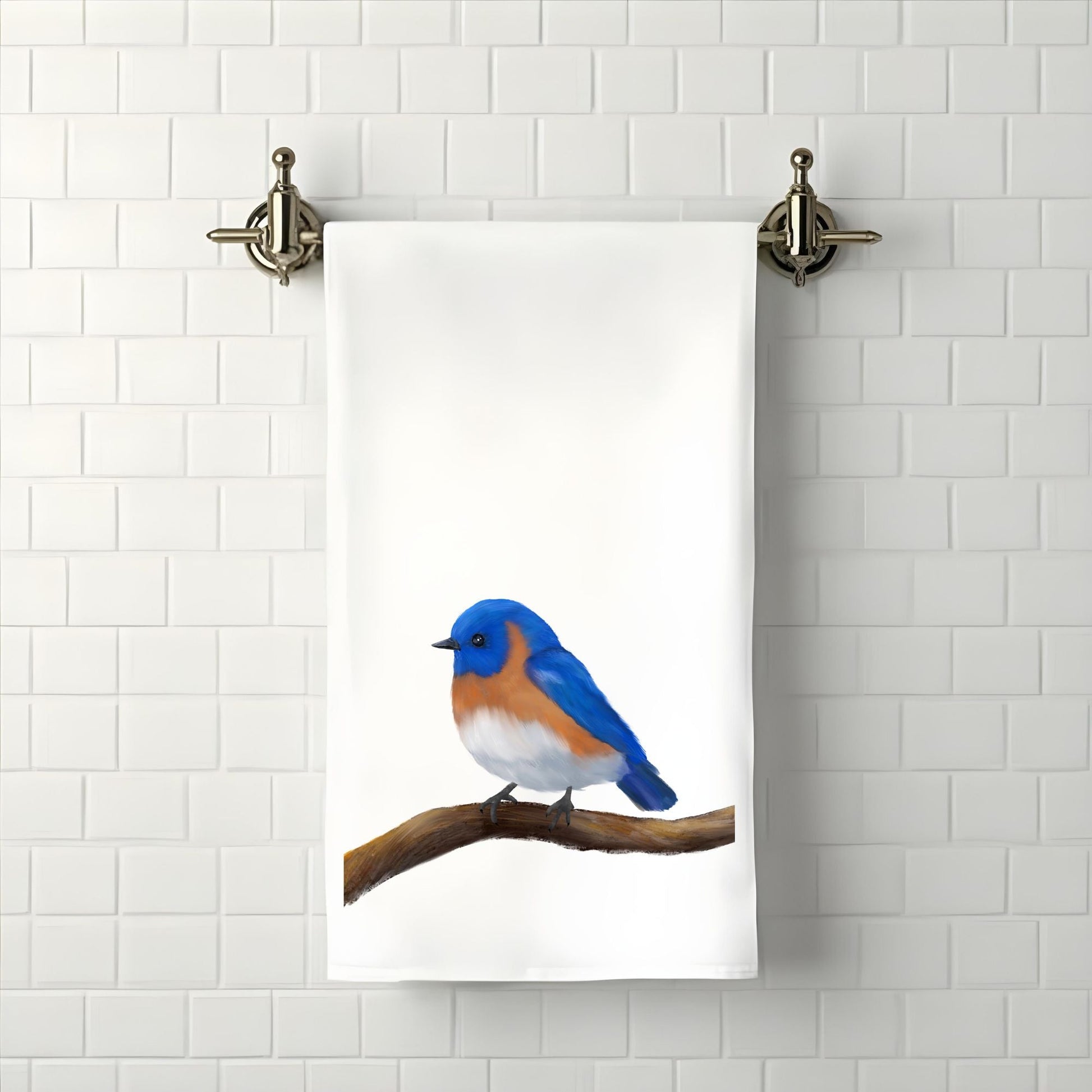 Eastern Bluebird Bathroom Towel - MerikaArt