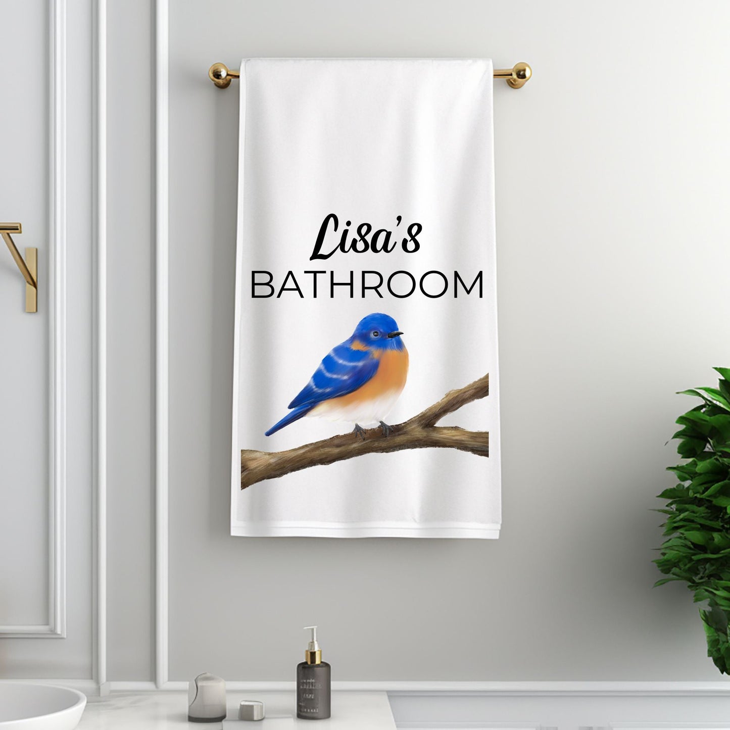 Eastern Bluebird Bathroom Towel - MerikaArt
