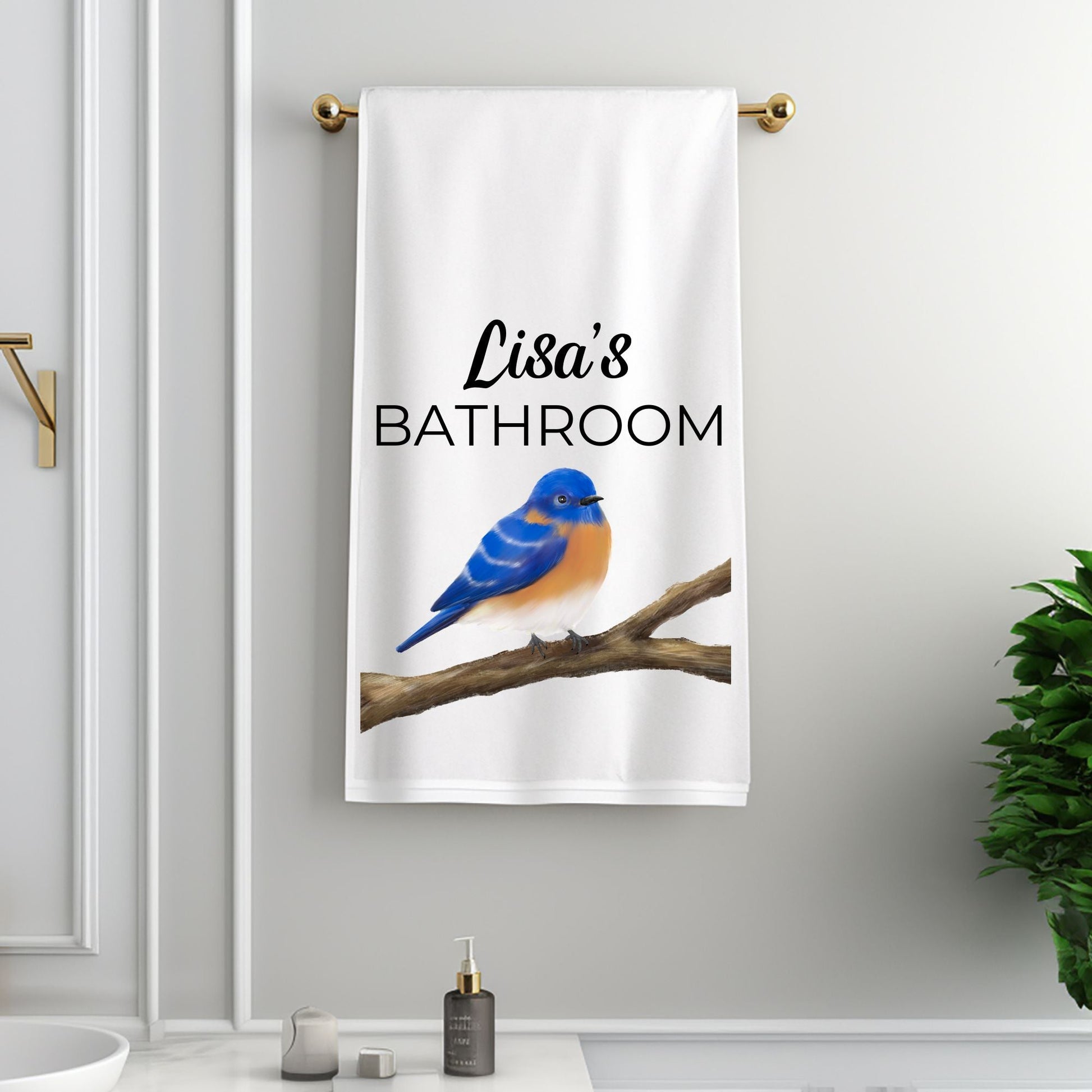 Eastern Bluebird Bathroom Towel - MerikaArt