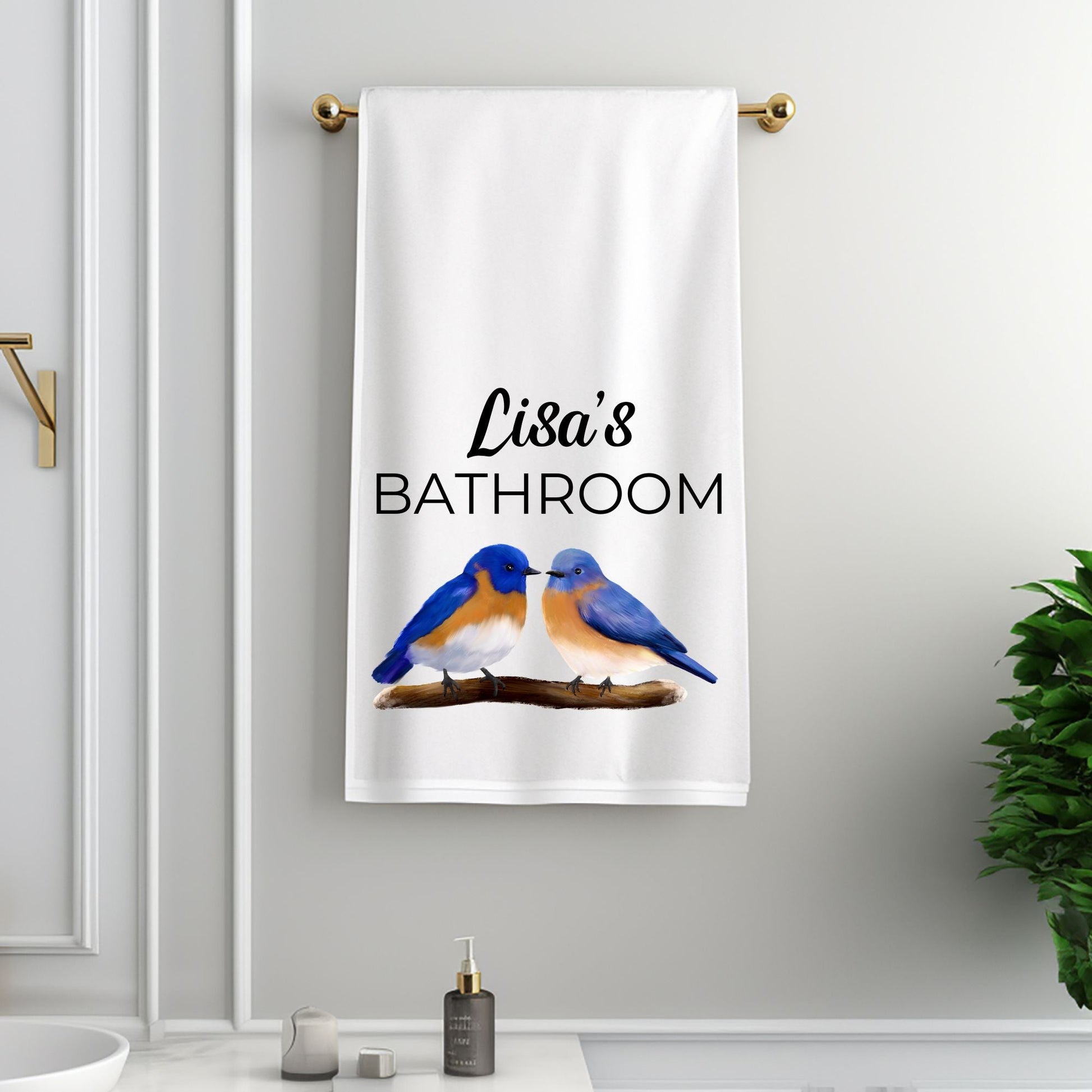 Eastern Bluebird Bathroom Towel - MerikaArt