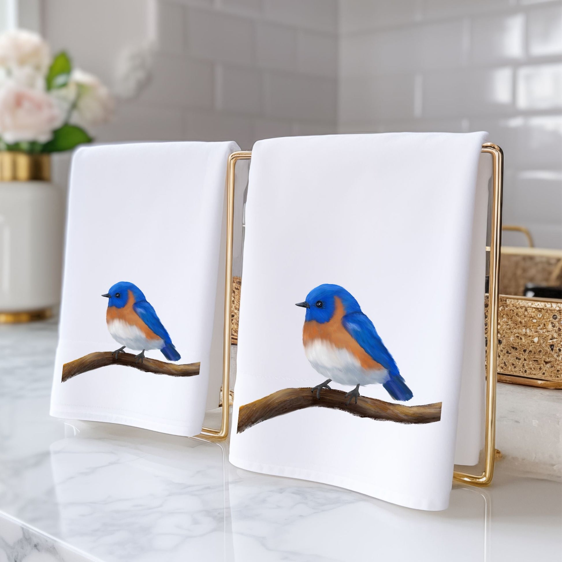 Eastern Bluebird Bathroom Towel - MerikaArt