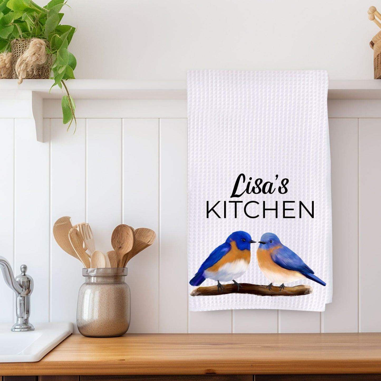 Eastern Bluebird Kitchen Towel - MerikaArt