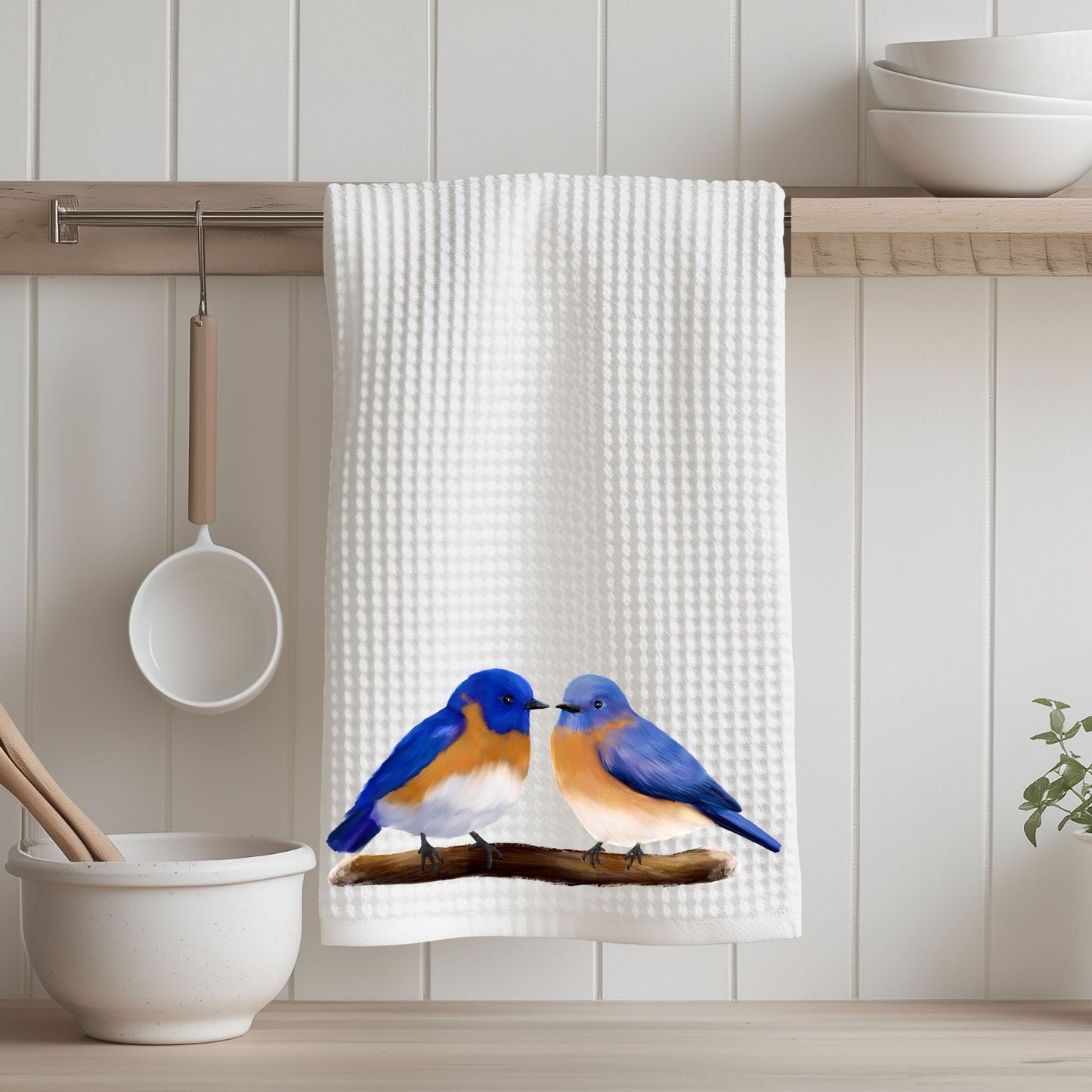 Eastern Bluebird Kitchen Towel - MerikaArt
