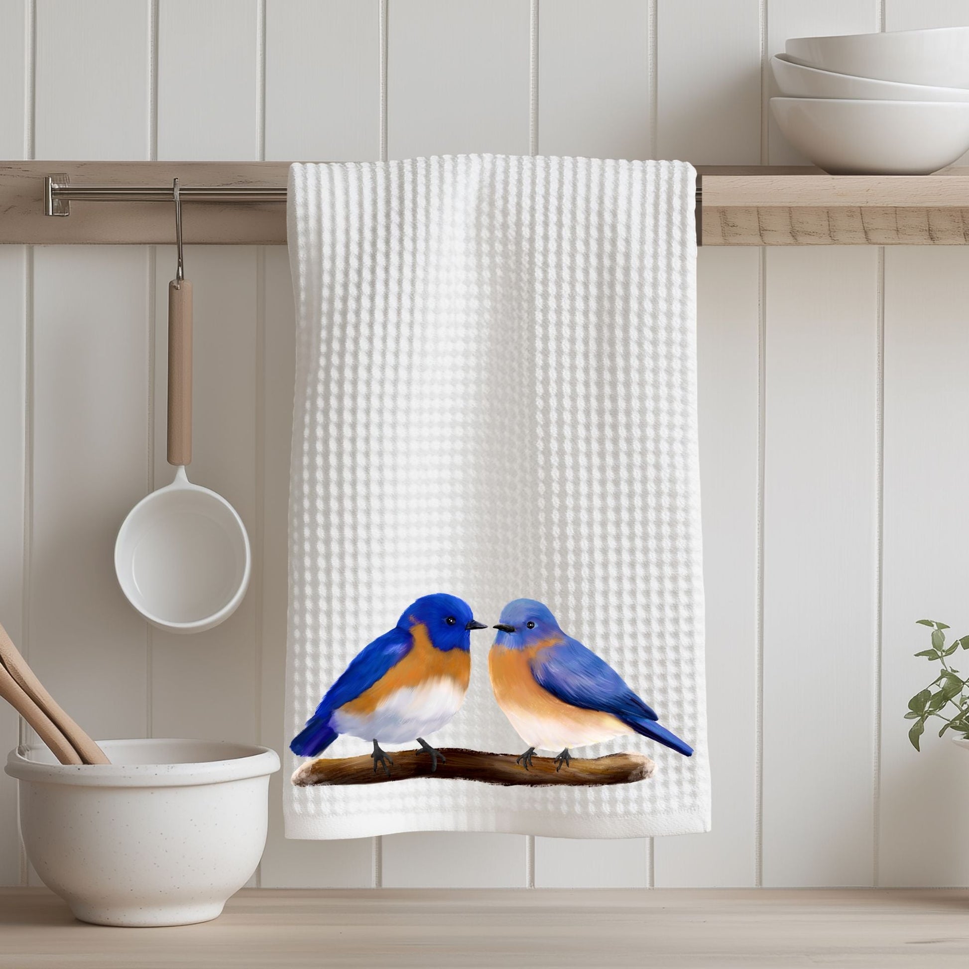 Eastern Bluebird Kitchen Towel - MerikaArt