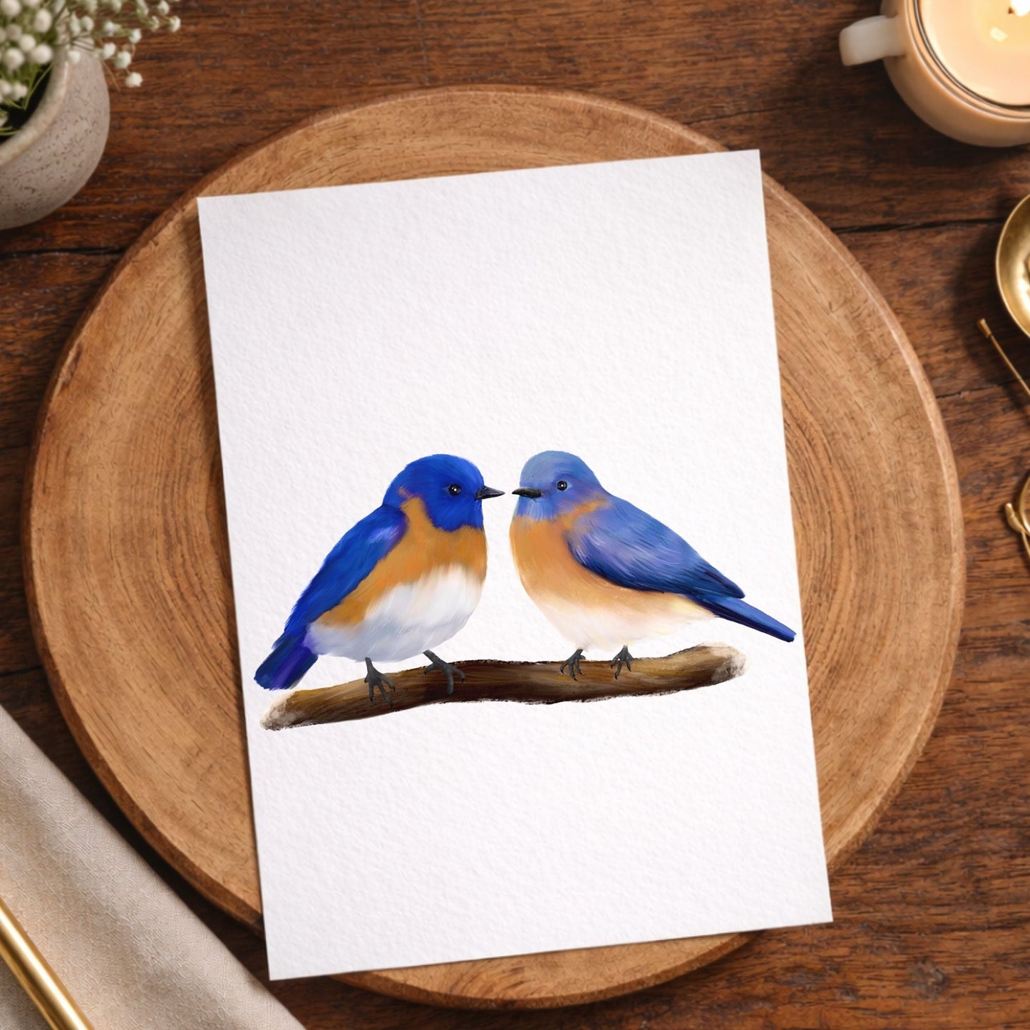 Eastern Bluebird Pair Postcard - MerikaArt