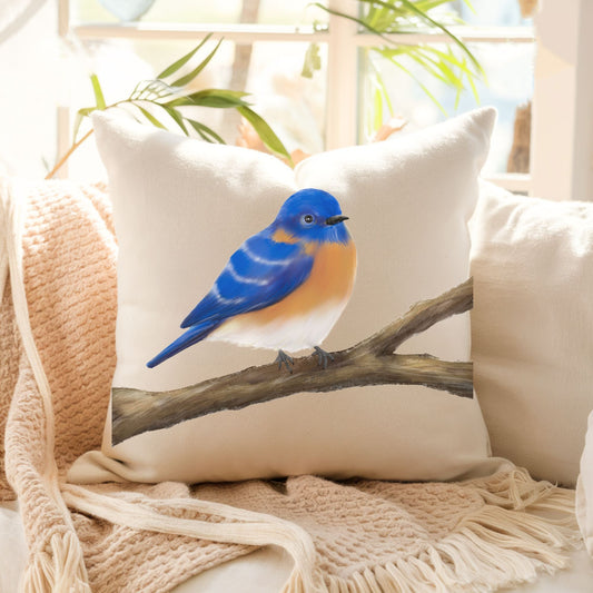 Eastern Bluebird Pillow - MerikaArt