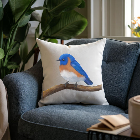 Eastern Bluebird Pillow - MerikaArt