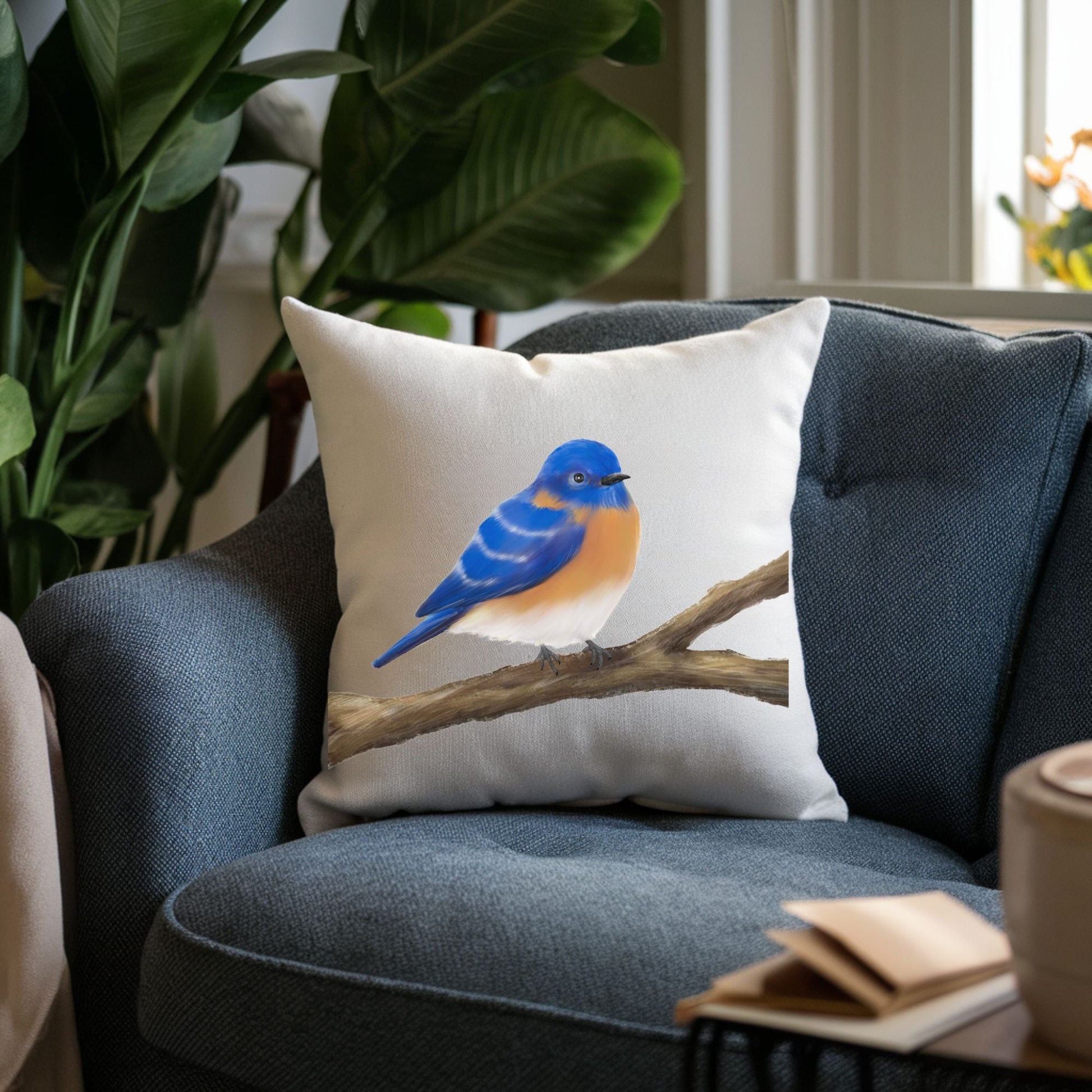 Eastern Bluebird Pillow - MerikaArt