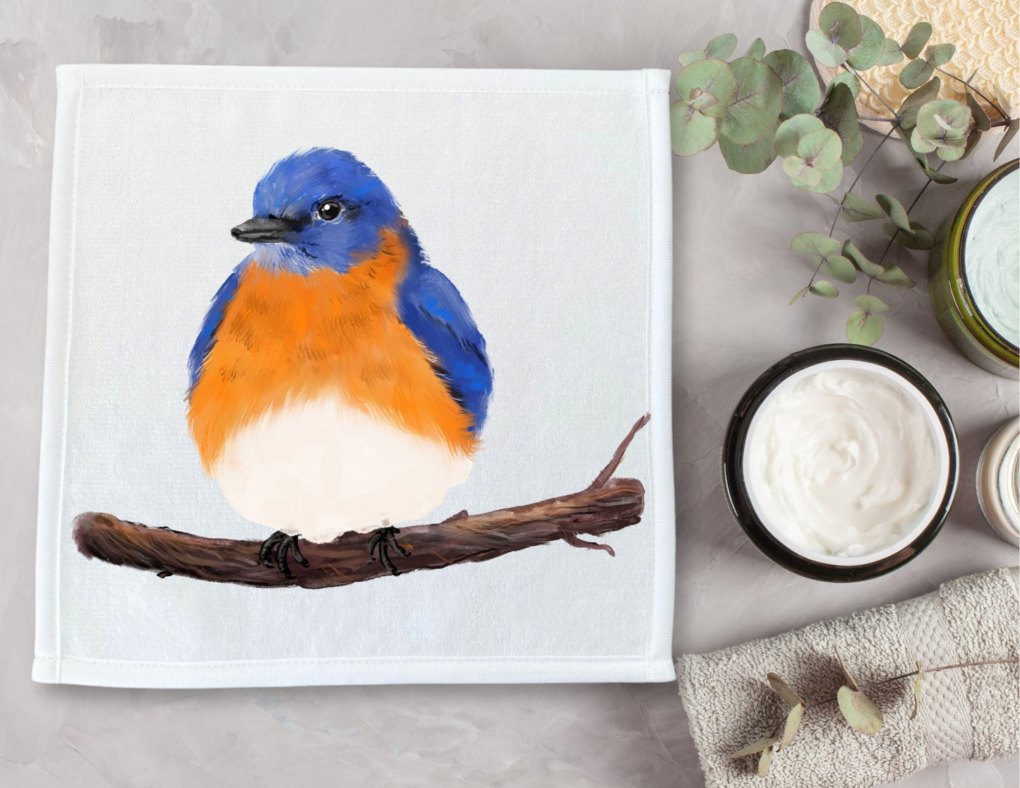 Eastern Bluebird Washcloth - MerikaArt