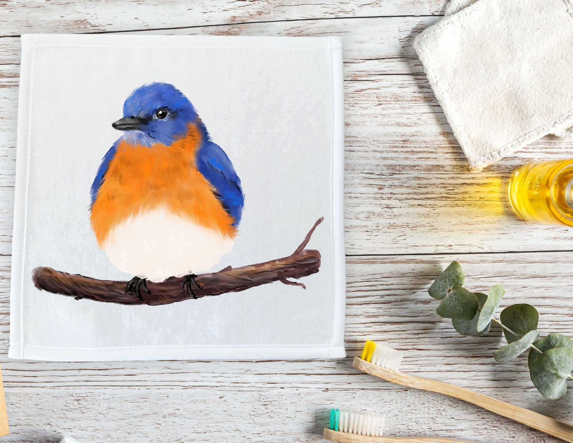 Eastern Bluebird Washcloth - MerikaArt