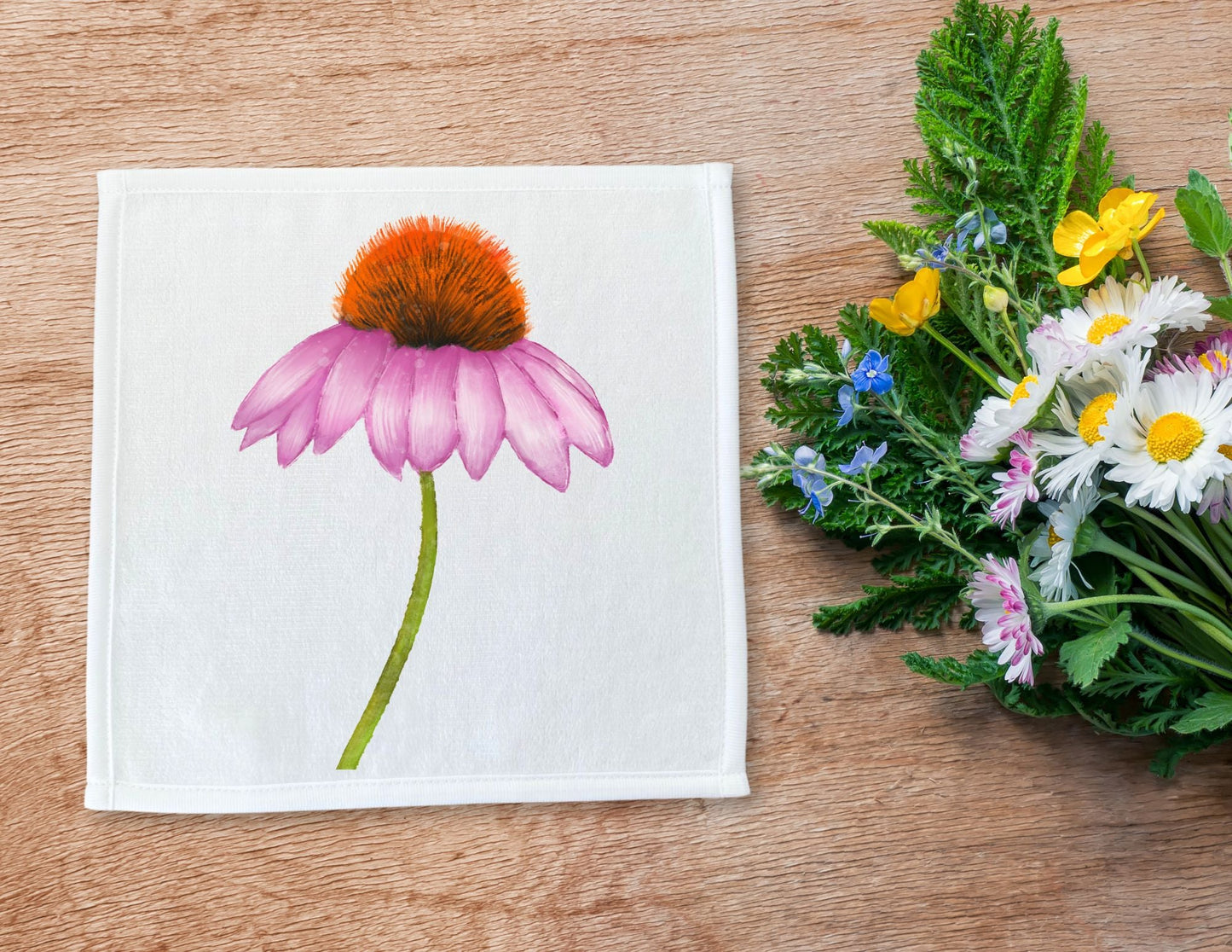 Echinacea Flower Washcloth - MerikaArt