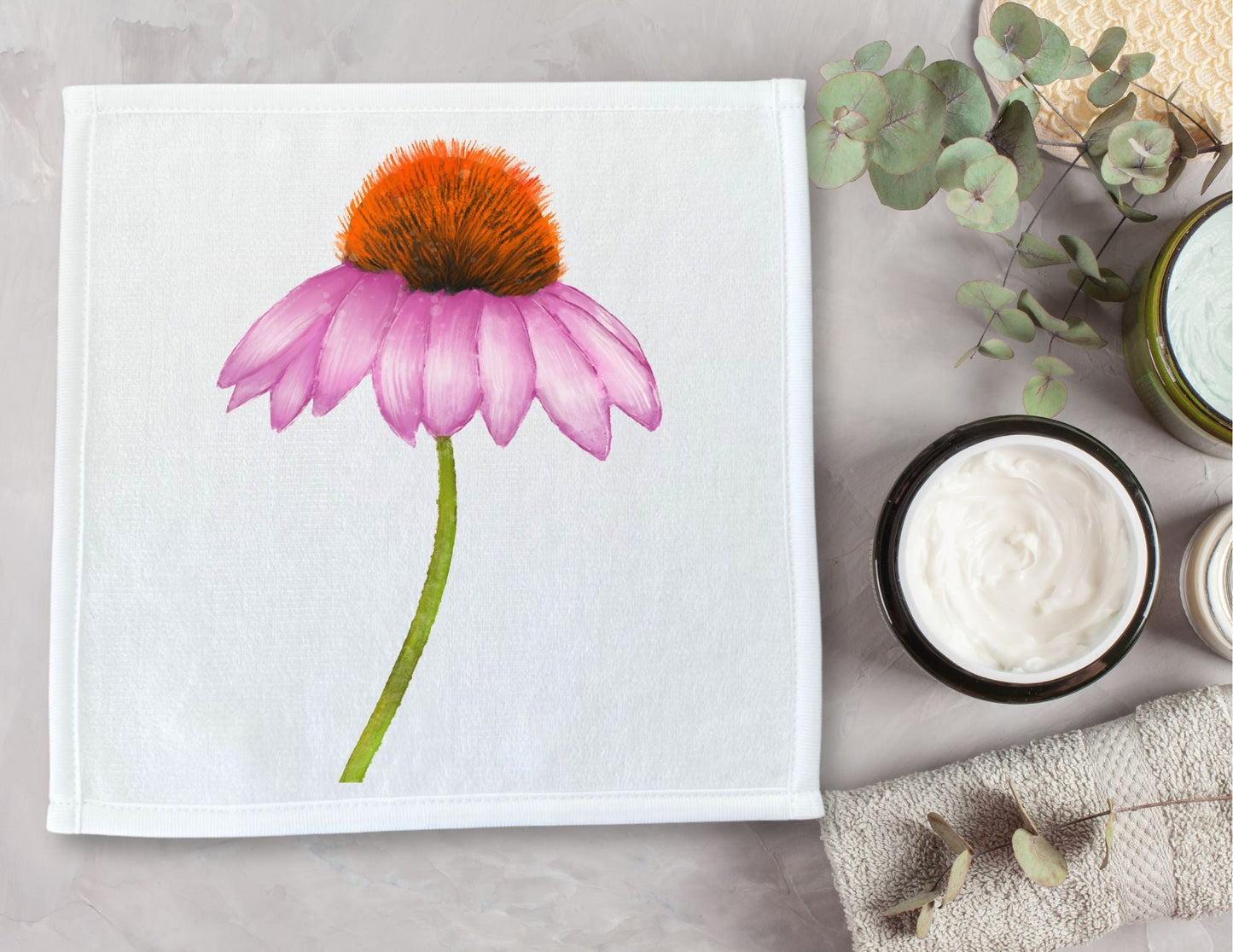 Echinacea Flower Washcloth - MerikaArt