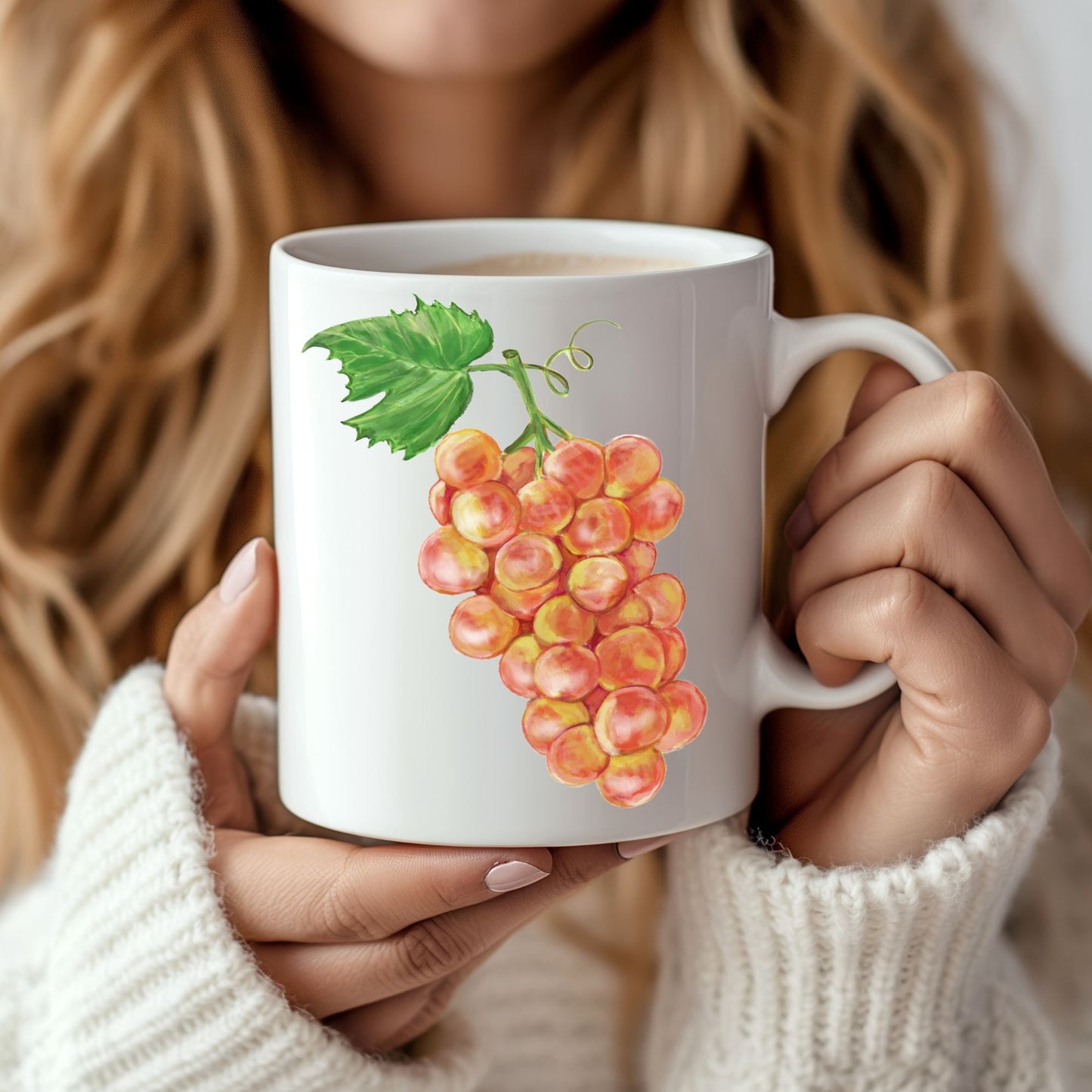 Elegant Grapes Mug with Botanical Fruit Art - MerikaArt
