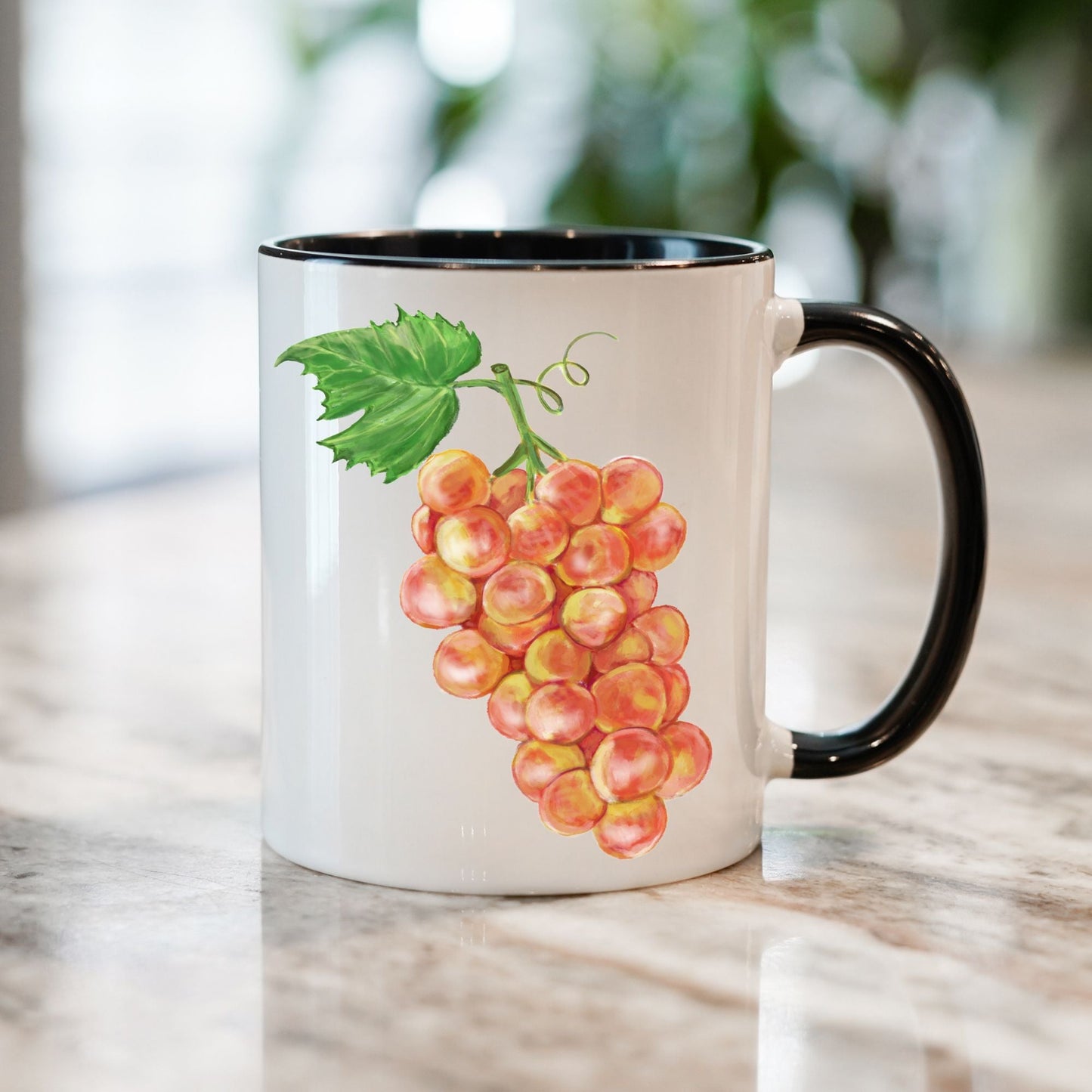 Elegant Grapes Mug with Botanical Fruit Art - MerikaArt