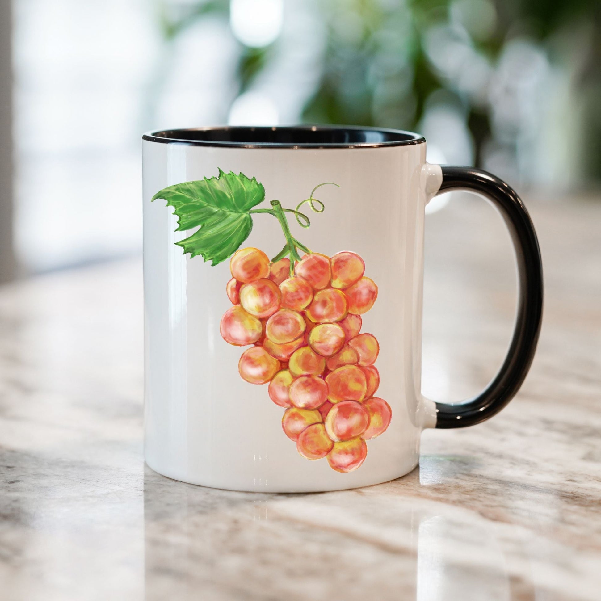 Elegant Grapes Mug with Botanical Fruit Art - MerikaArt