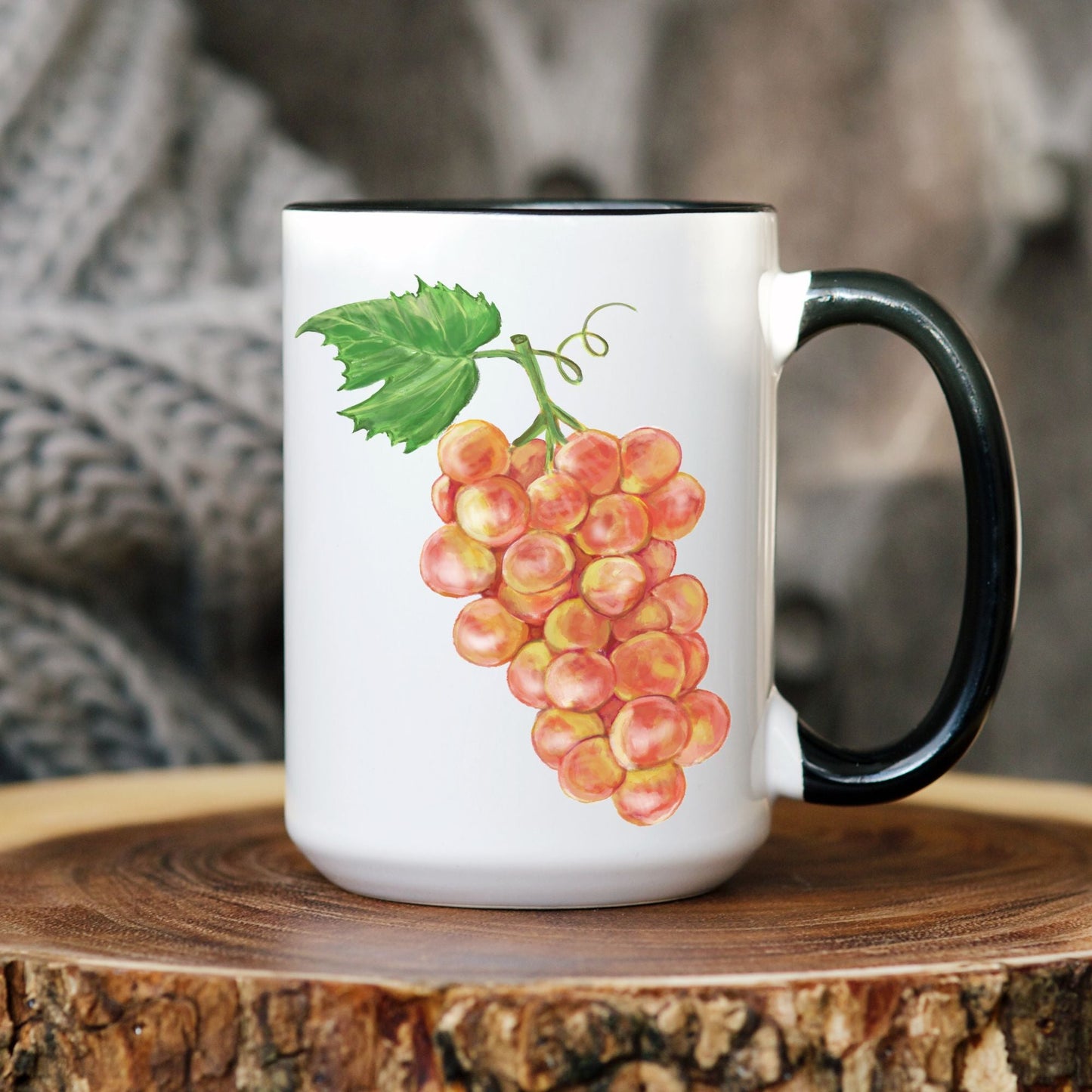 Elegant Grapes Mug with Botanical Fruit Art - MerikaArt
