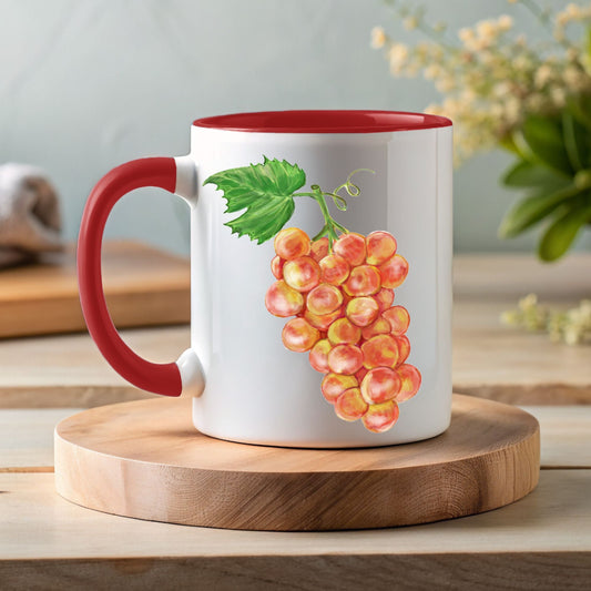 Elegant Grapes Mug with Botanical Fruit Art - MerikaArt