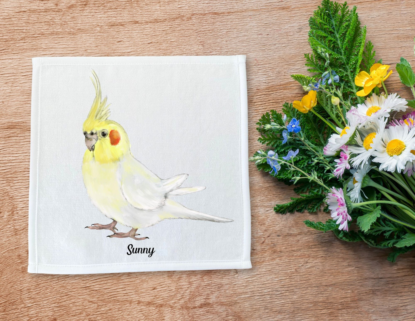 Elegant Yellow Cockatiel Washcloth – Perfect for Bird Lovers - MerikaArt