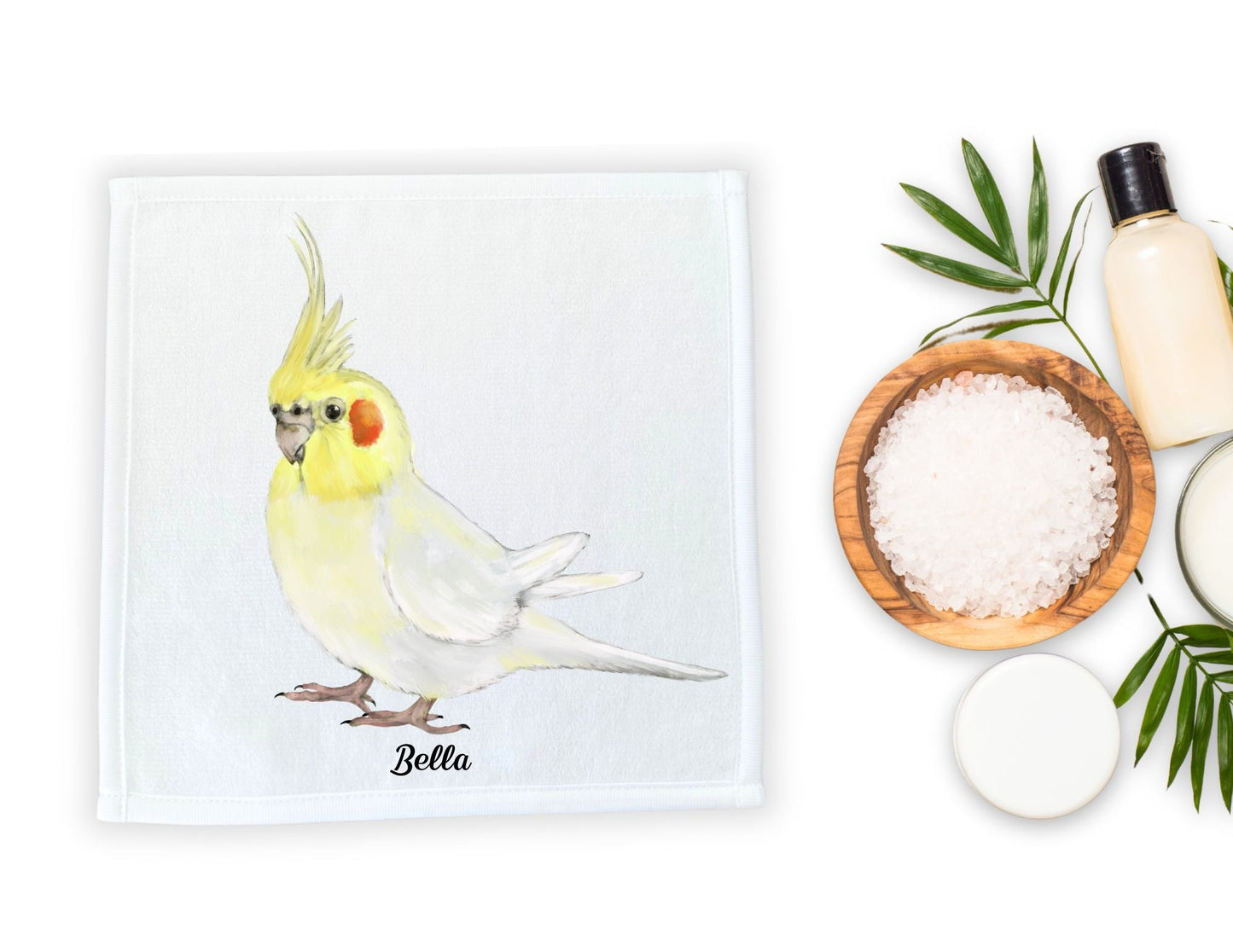 Elegant Yellow Cockatiel Washcloth – Perfect for Bird Lovers - MerikaArt