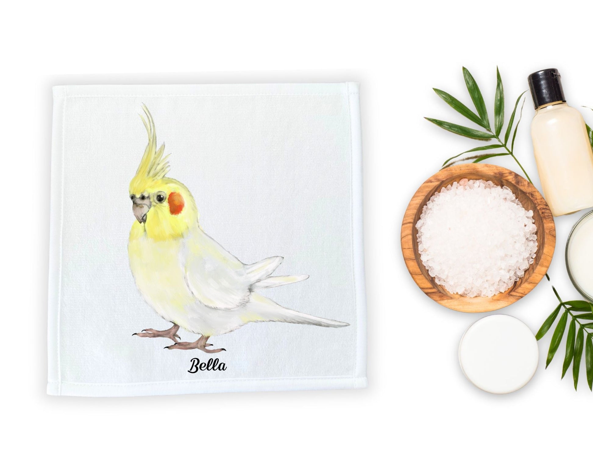 Elegant Yellow Cockatiel Washcloth – Perfect for Bird Lovers - MerikaArt