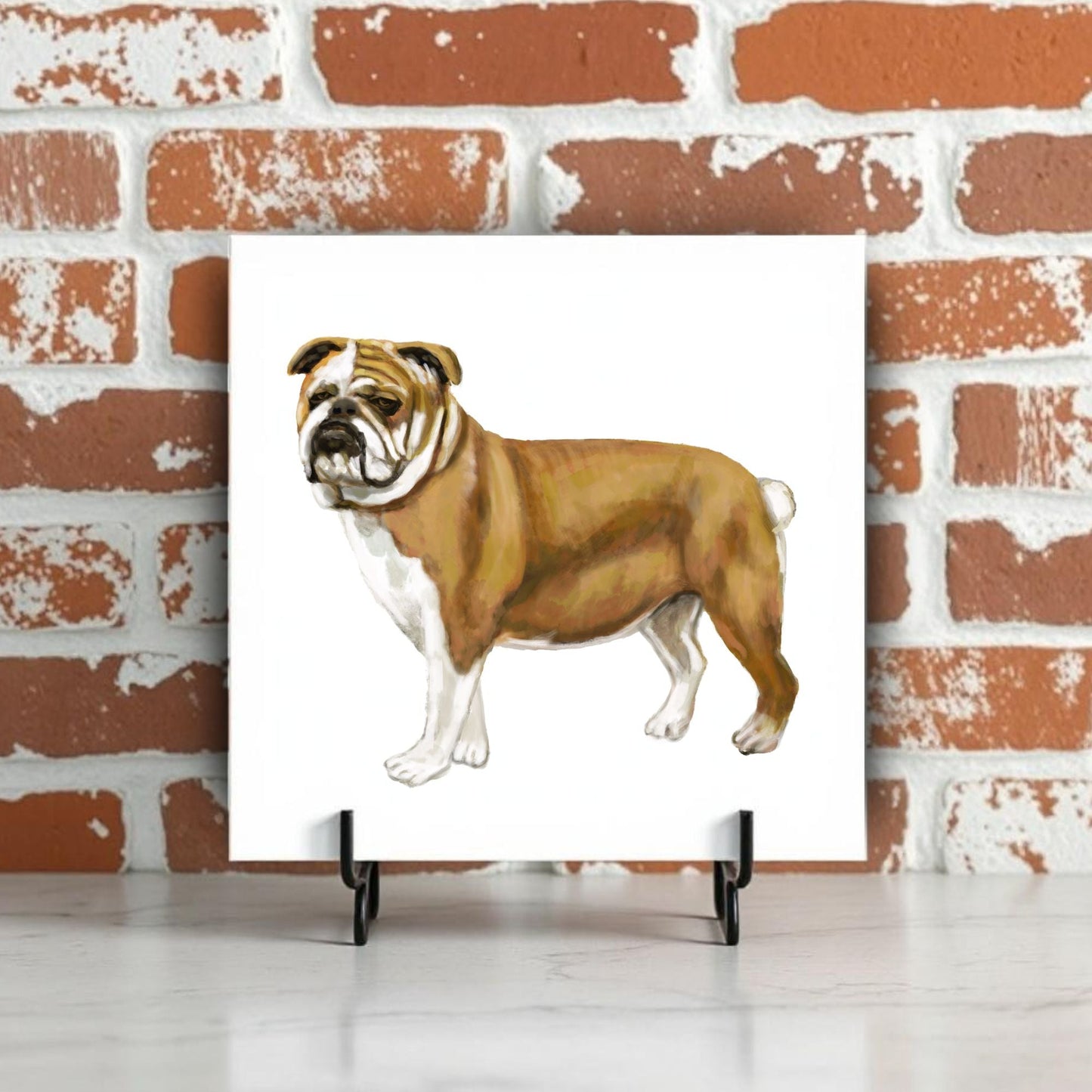 English Bulldog Ceramic Tile - MerikaArt