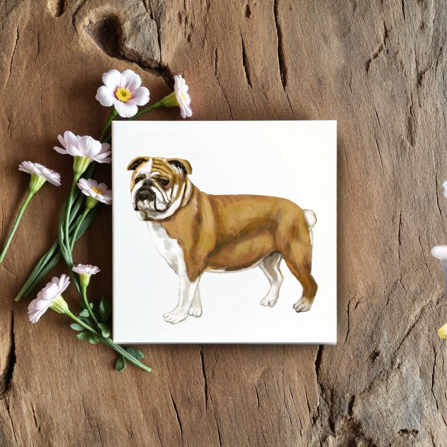 English Bulldog Ceramic Tile - MerikaArt