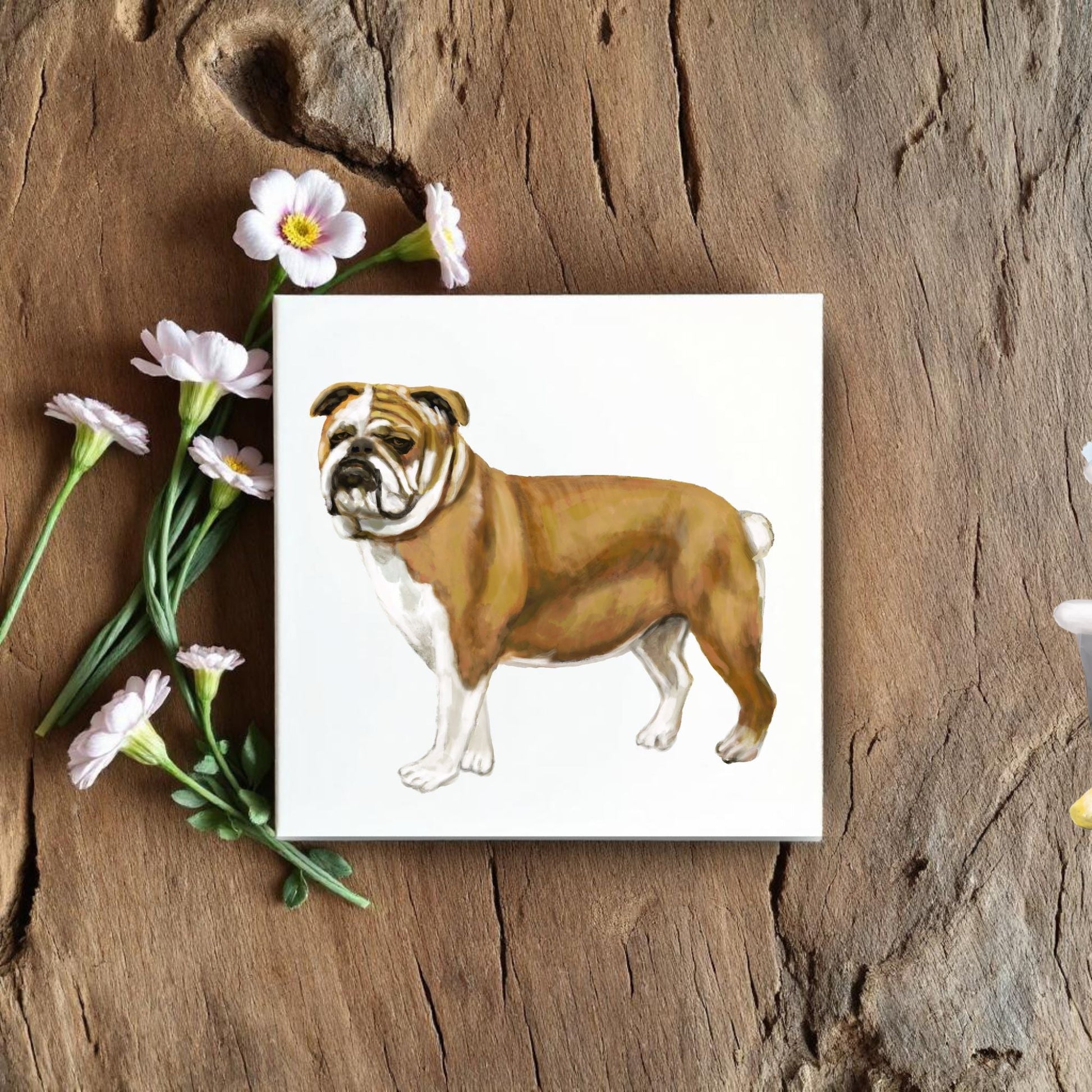 English Bulldog Ceramic Tile - MerikaArt