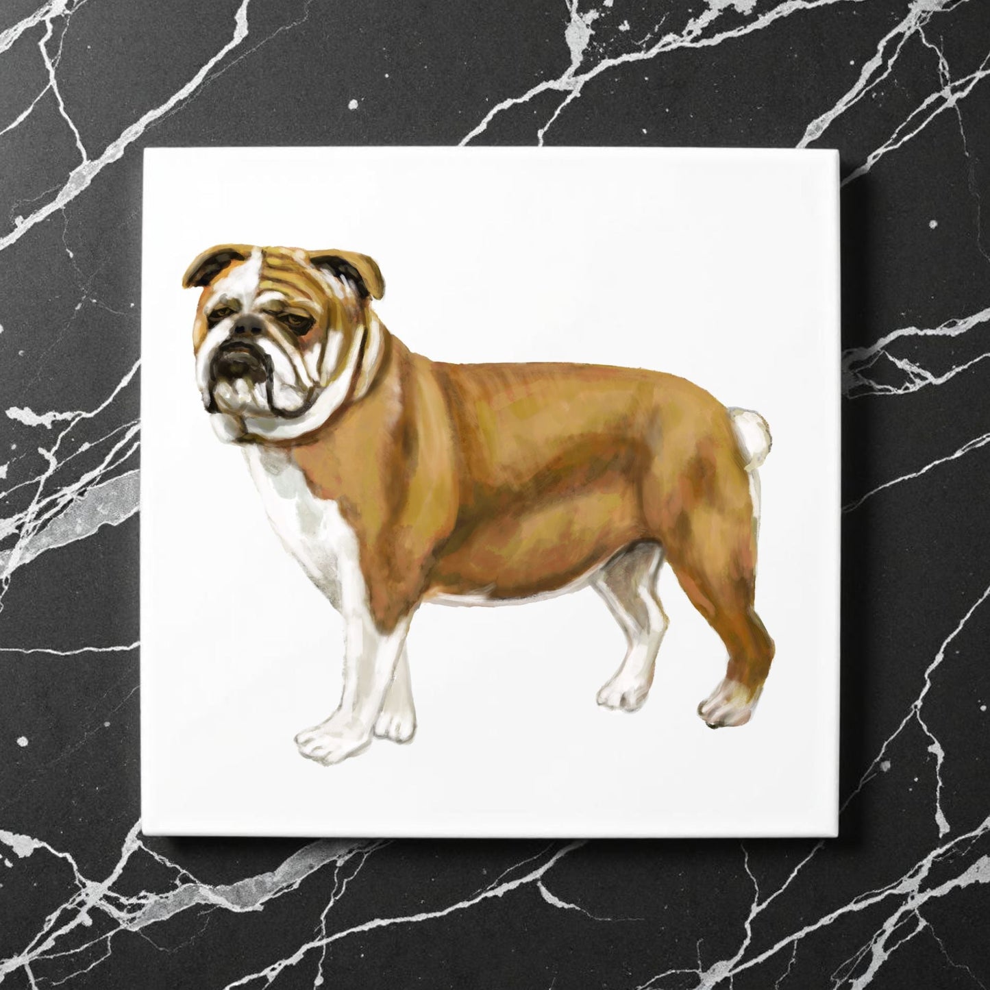 English Bulldog Ceramic Tile - MerikaArt