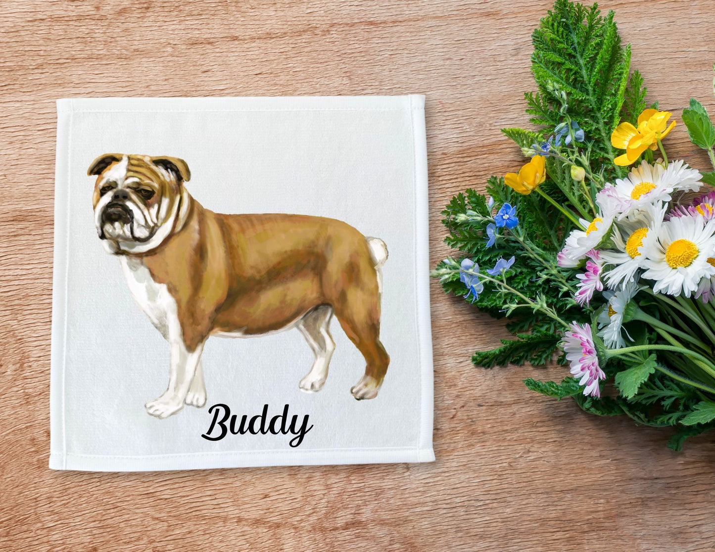 English Bulldog Washcloth - MerikaArt