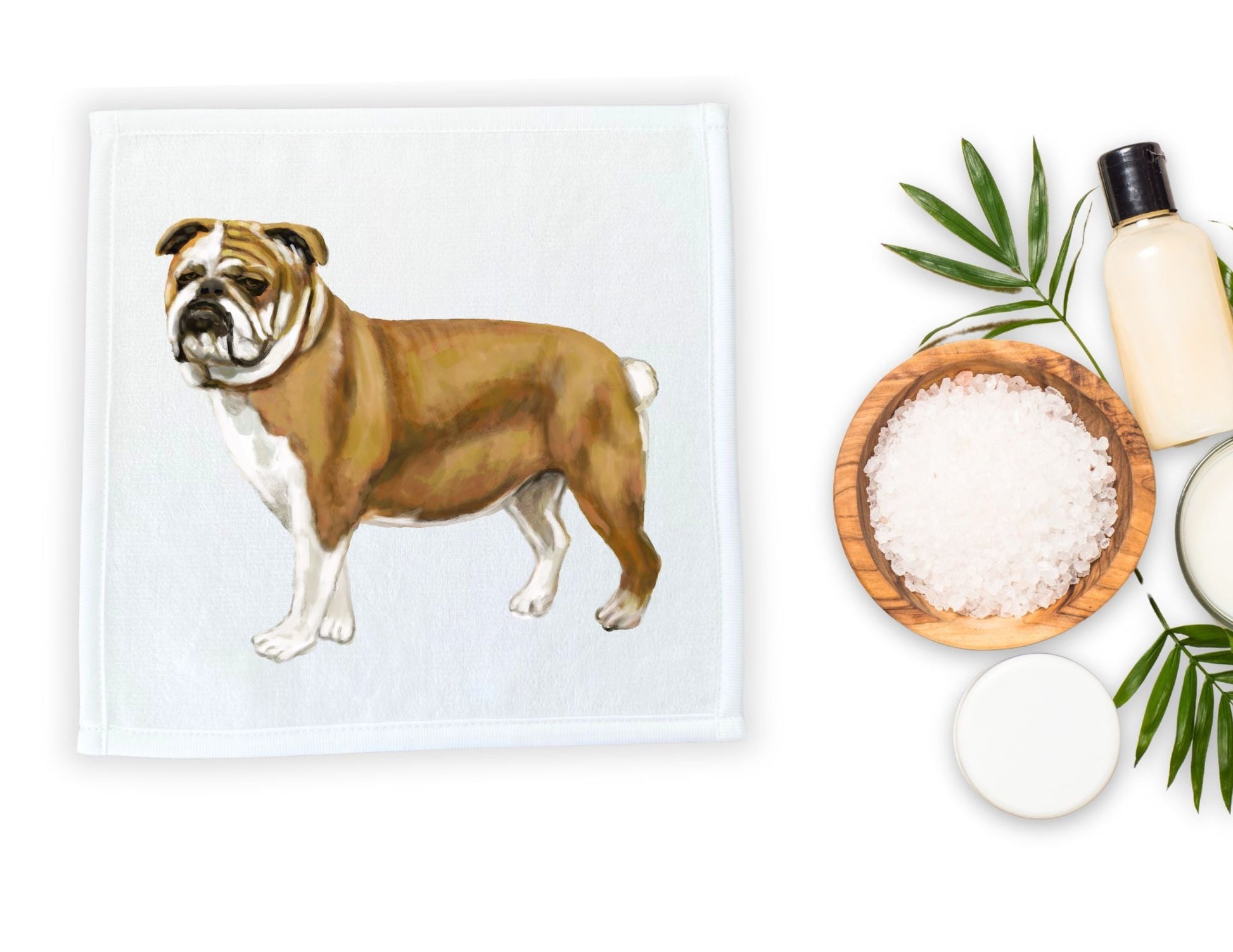 English Bulldog Washcloth - MerikaArt