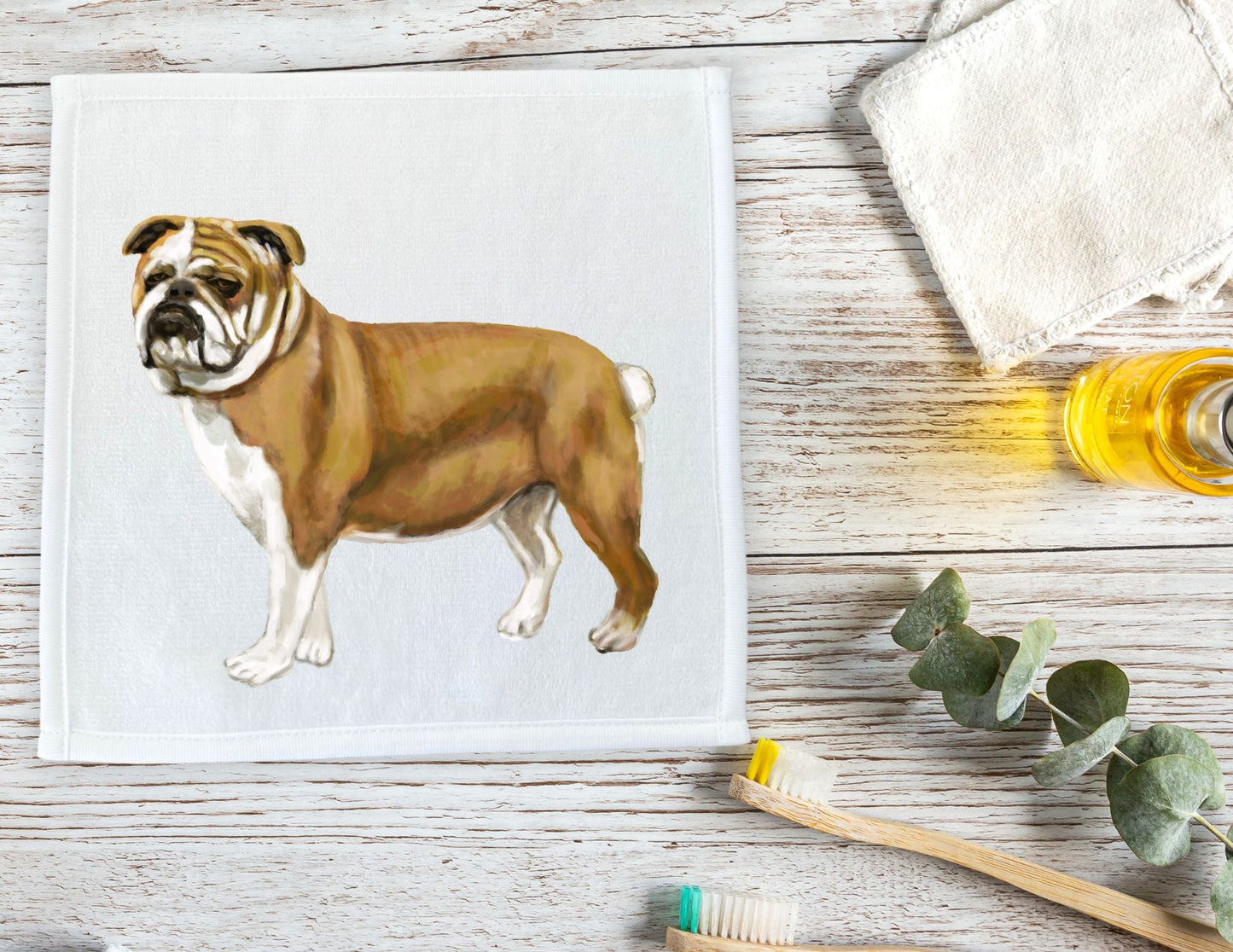 English Bulldog Washcloth - MerikaArt