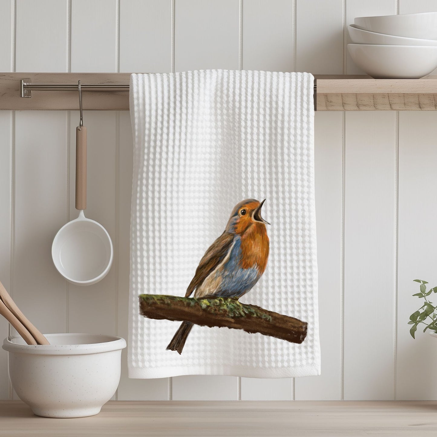 European Robin Kitchen Towel - MerikaArt