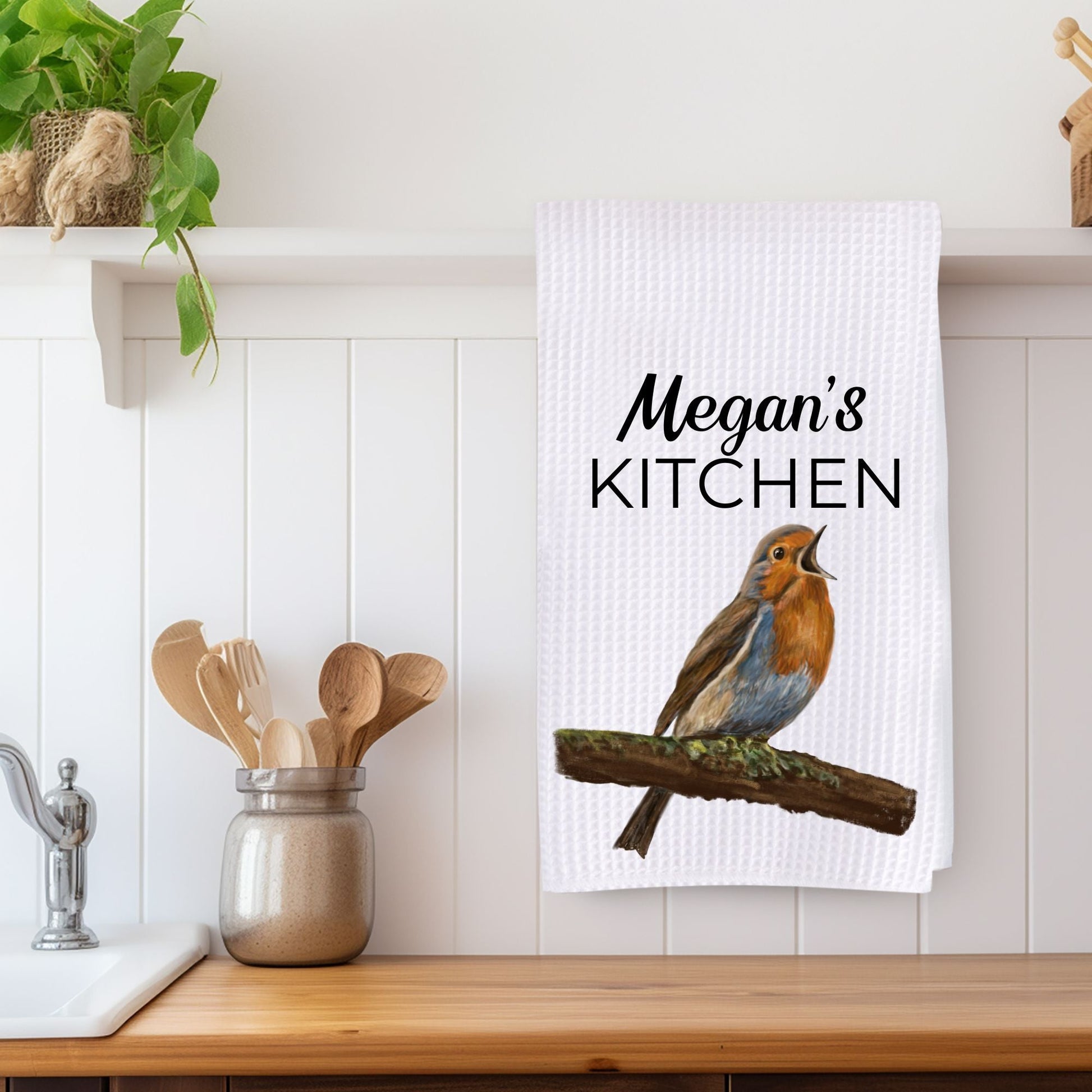 European Robin Kitchen Towel - MerikaArt