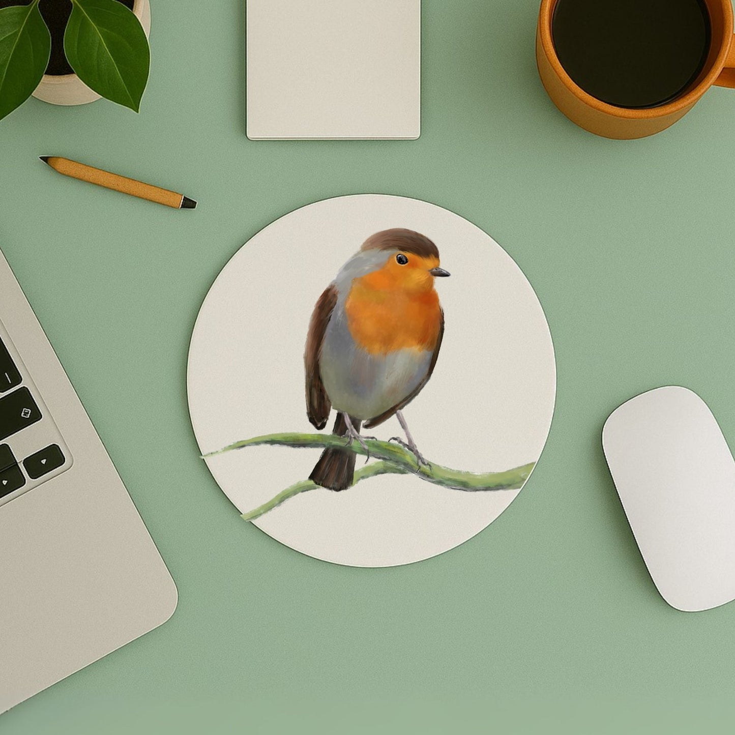 European Robin Mousepad - MerikaArt