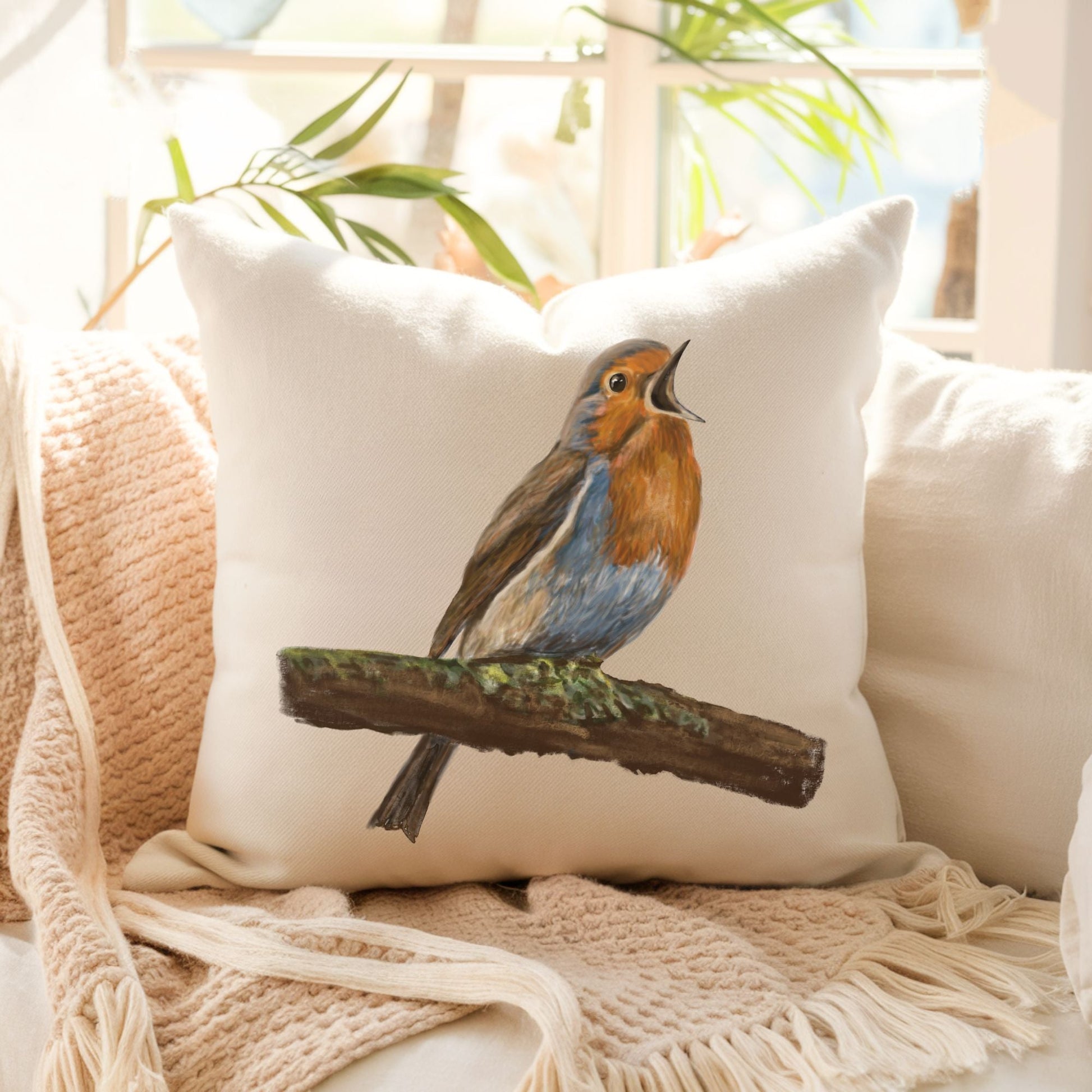 European Robin Pillow - MerikaArt