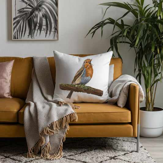 European Robin Pillow - MerikaArt