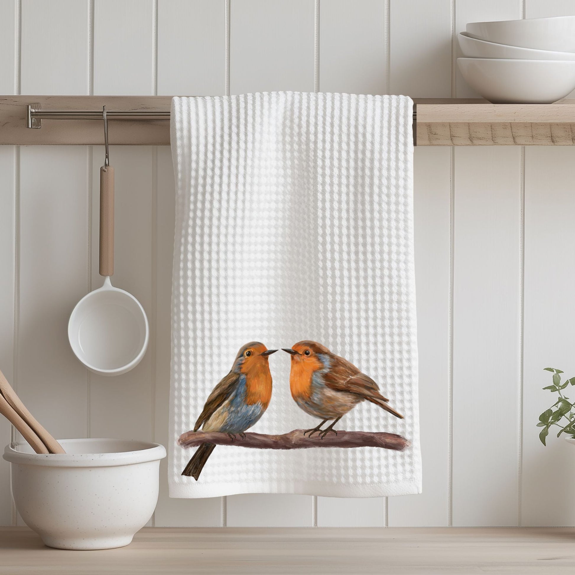 European Robins Kitchen Towel - MerikaArt