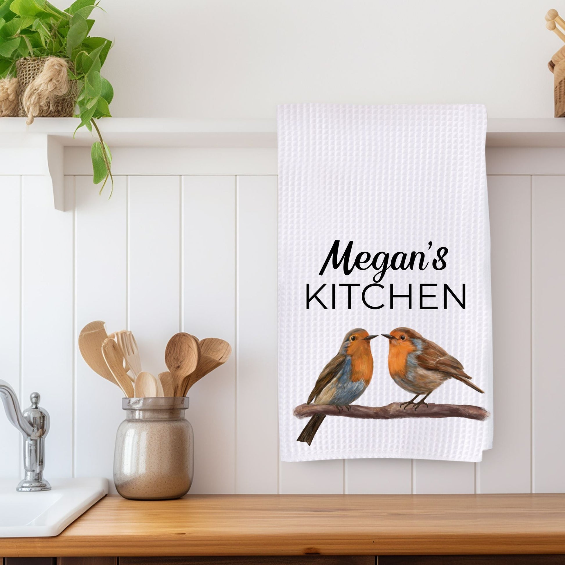 European Robins Kitchen Towel - MerikaArt
