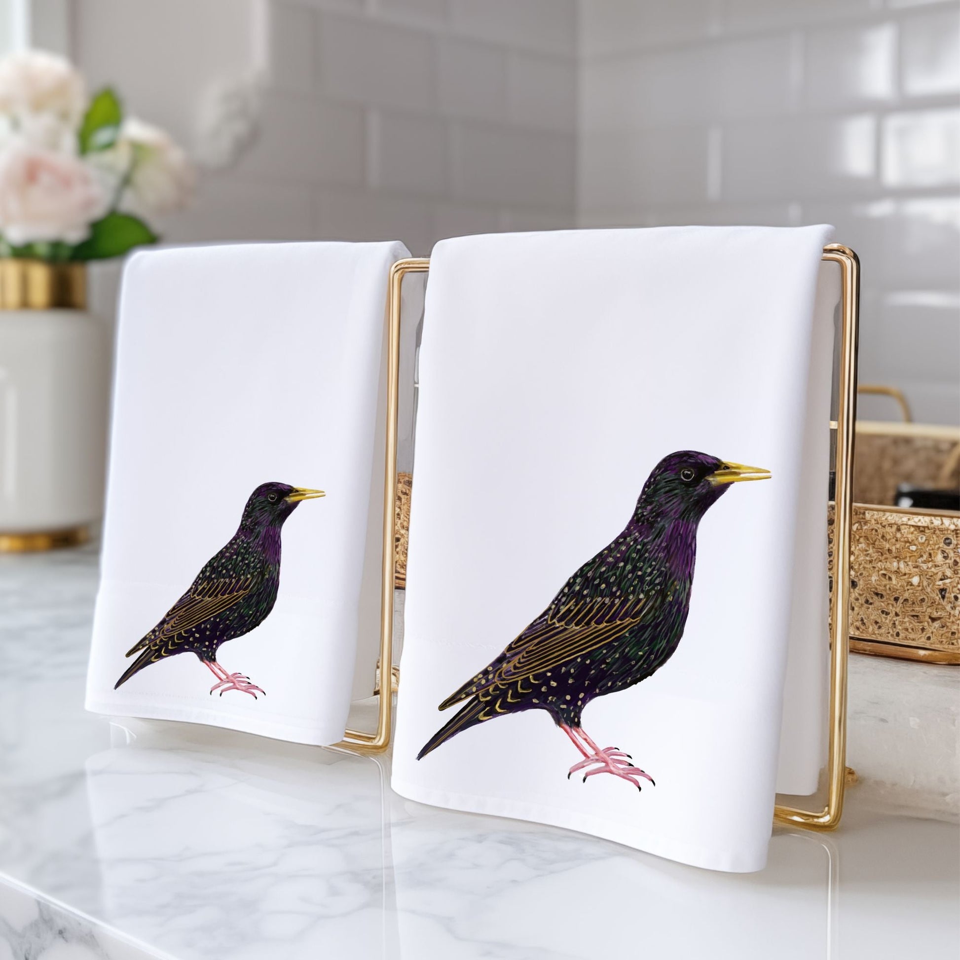 European Starling Bathroom Towel - MerikaArt