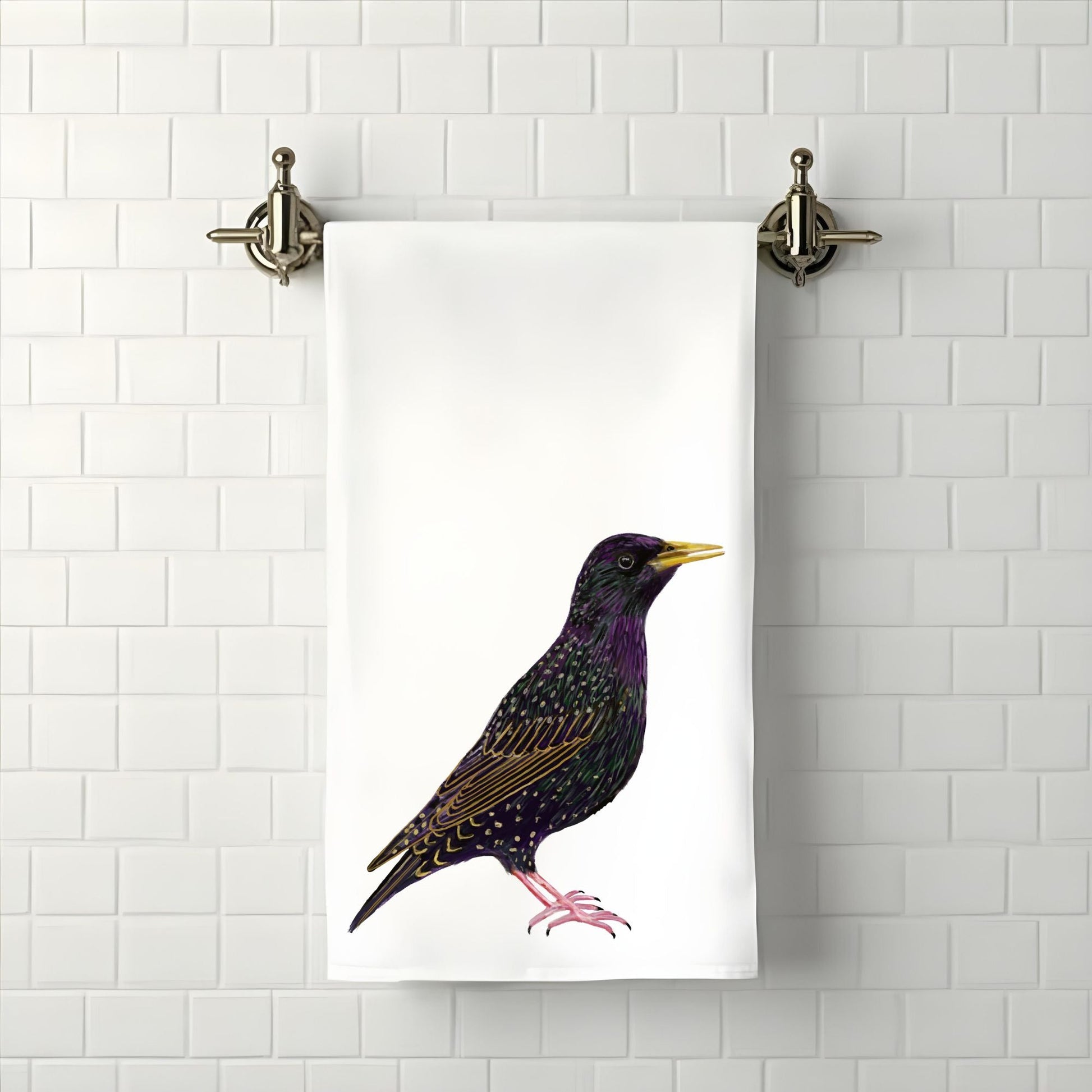 European Starling Bathroom Towel - MerikaArt
