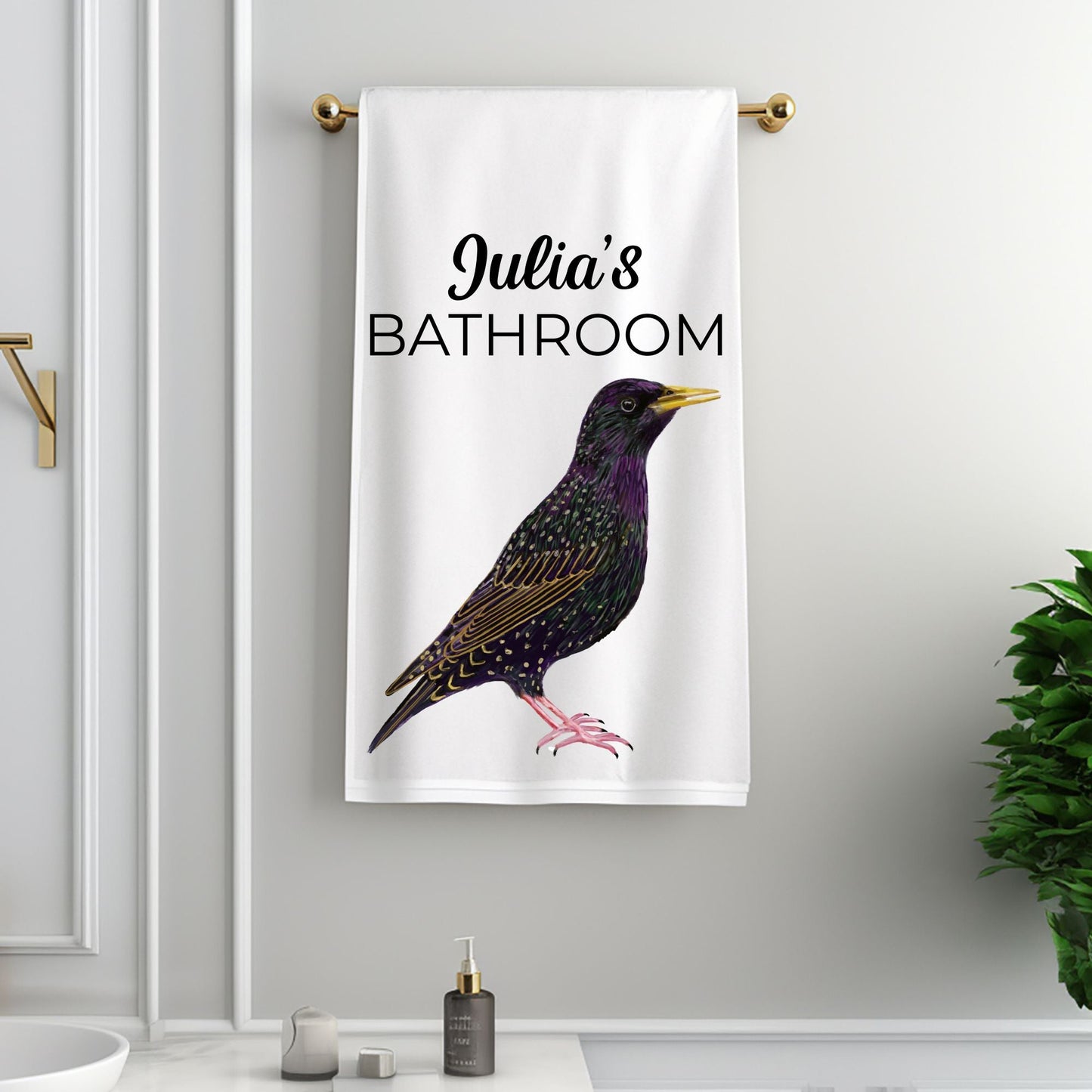 European Starling Bathroom Towel - MerikaArt