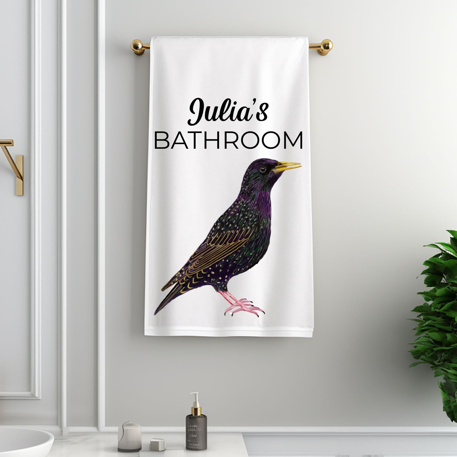 European Starling Bathroom Towel - MerikaArt