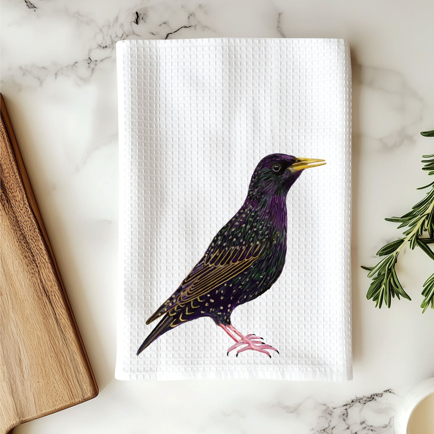 European Starling Kitchen Towel - MerikaArt