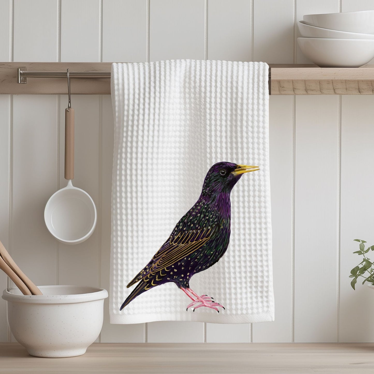 European Starling Kitchen Towel - MerikaArt