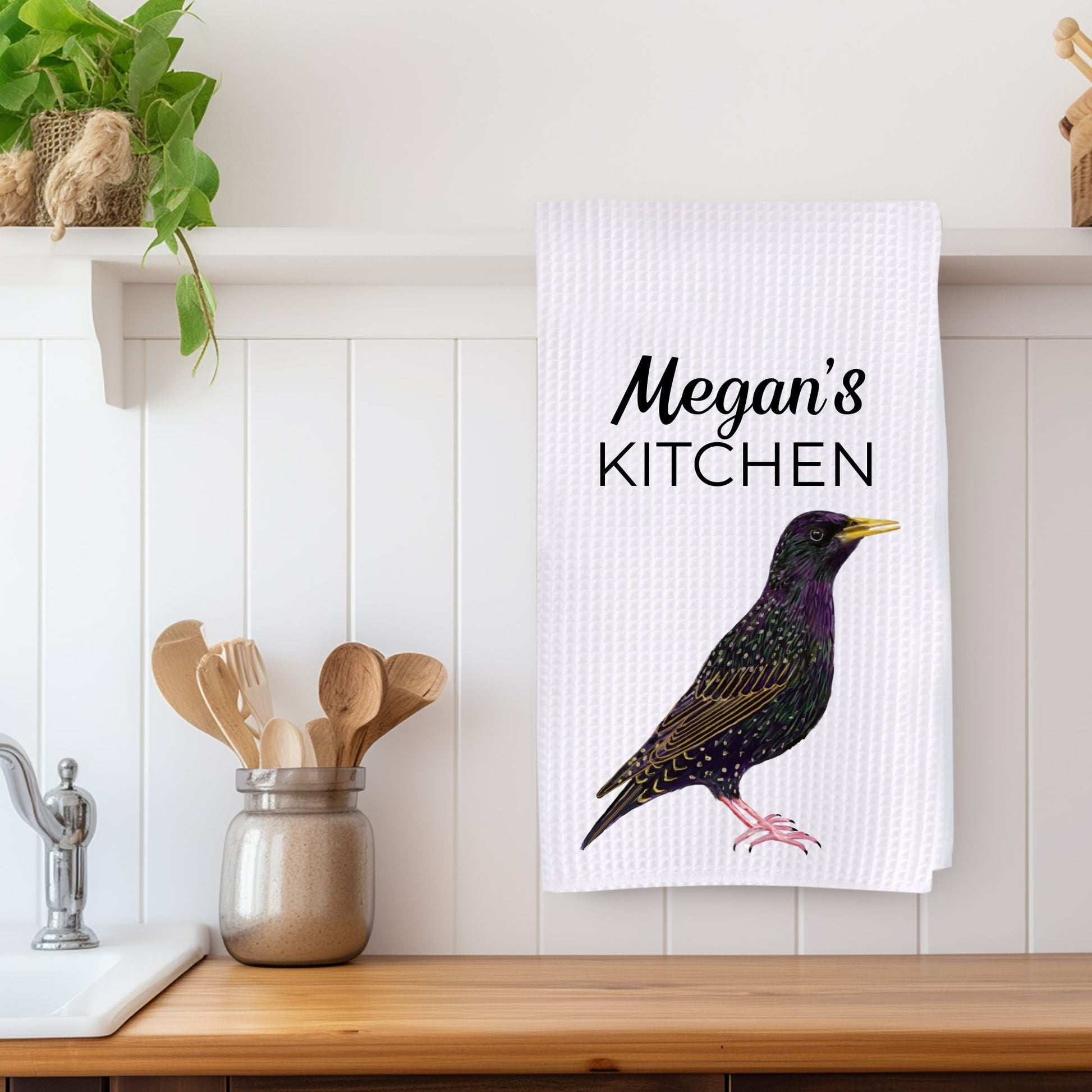 European Starling Kitchen Towel - MerikaArt
