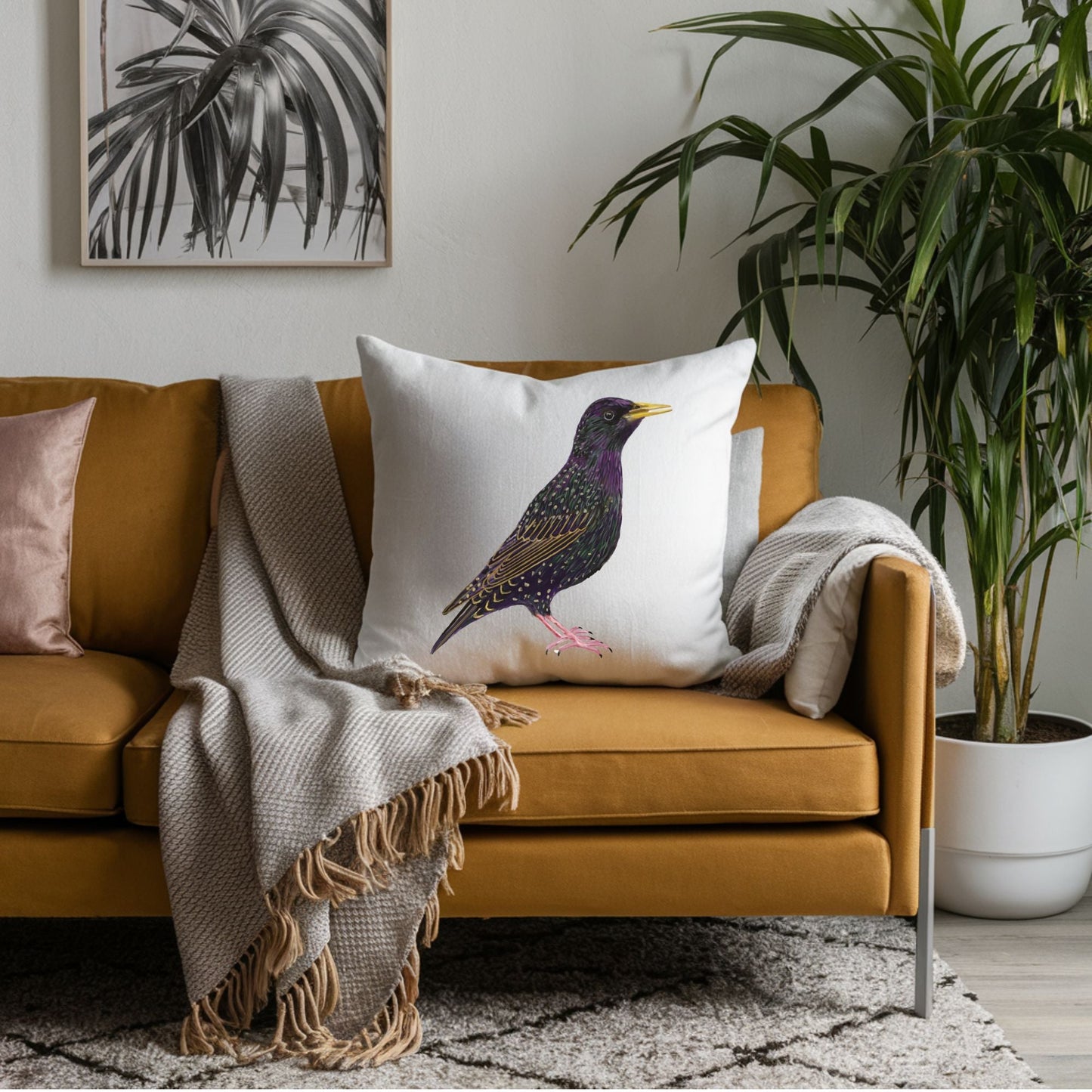 European Starling Pillow - MerikaArt