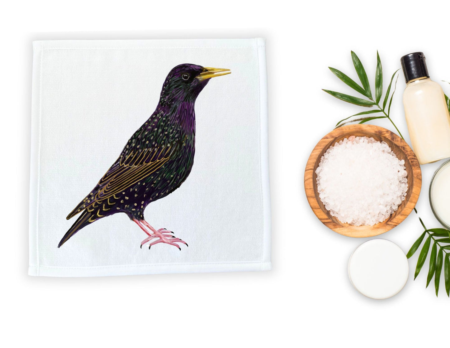 European Starling Washcloth - MerikaArt